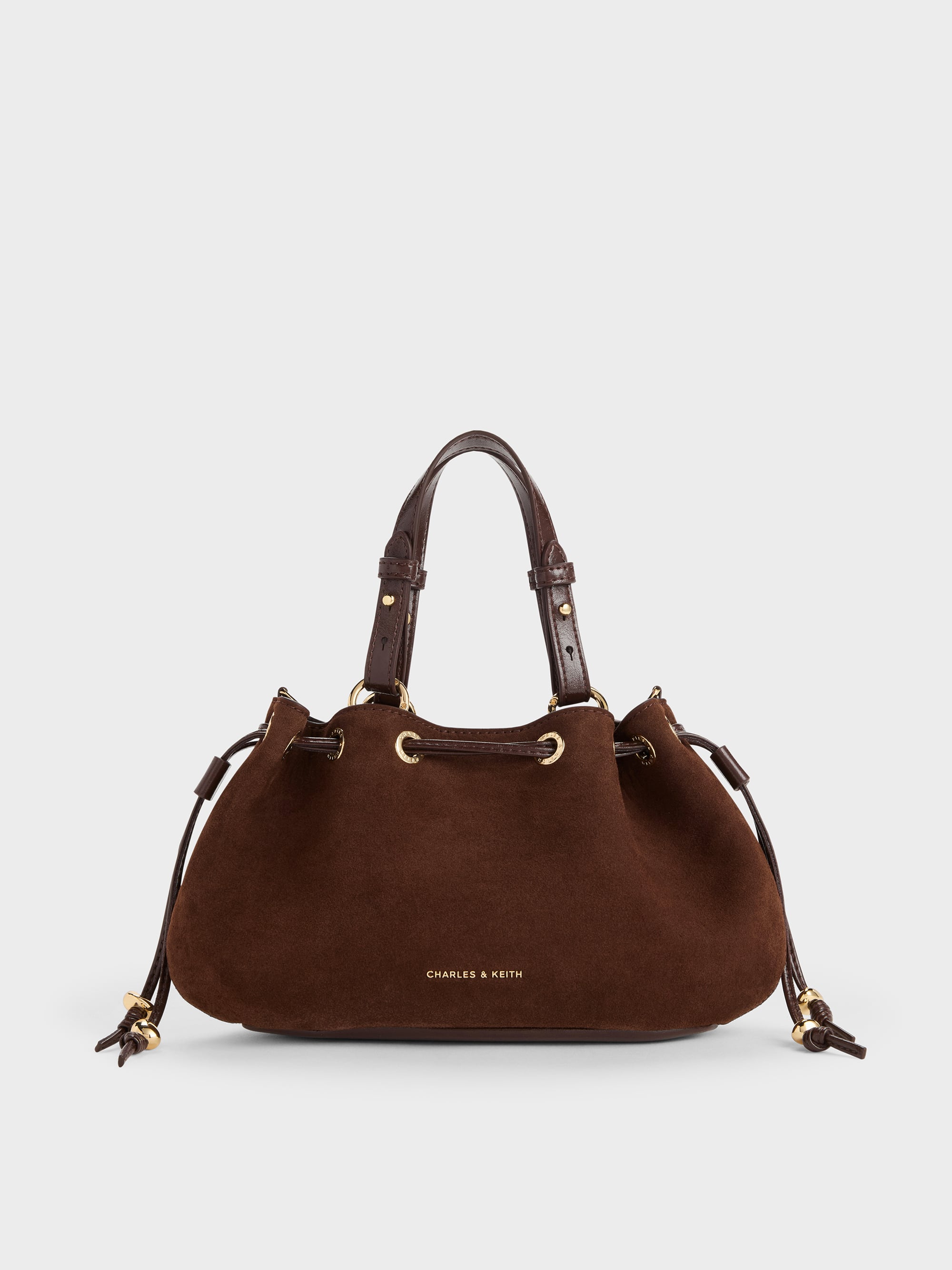 Mini Moxie Drawstring Bucket Bag - Dark Brown - CHARLES & KEITH AU