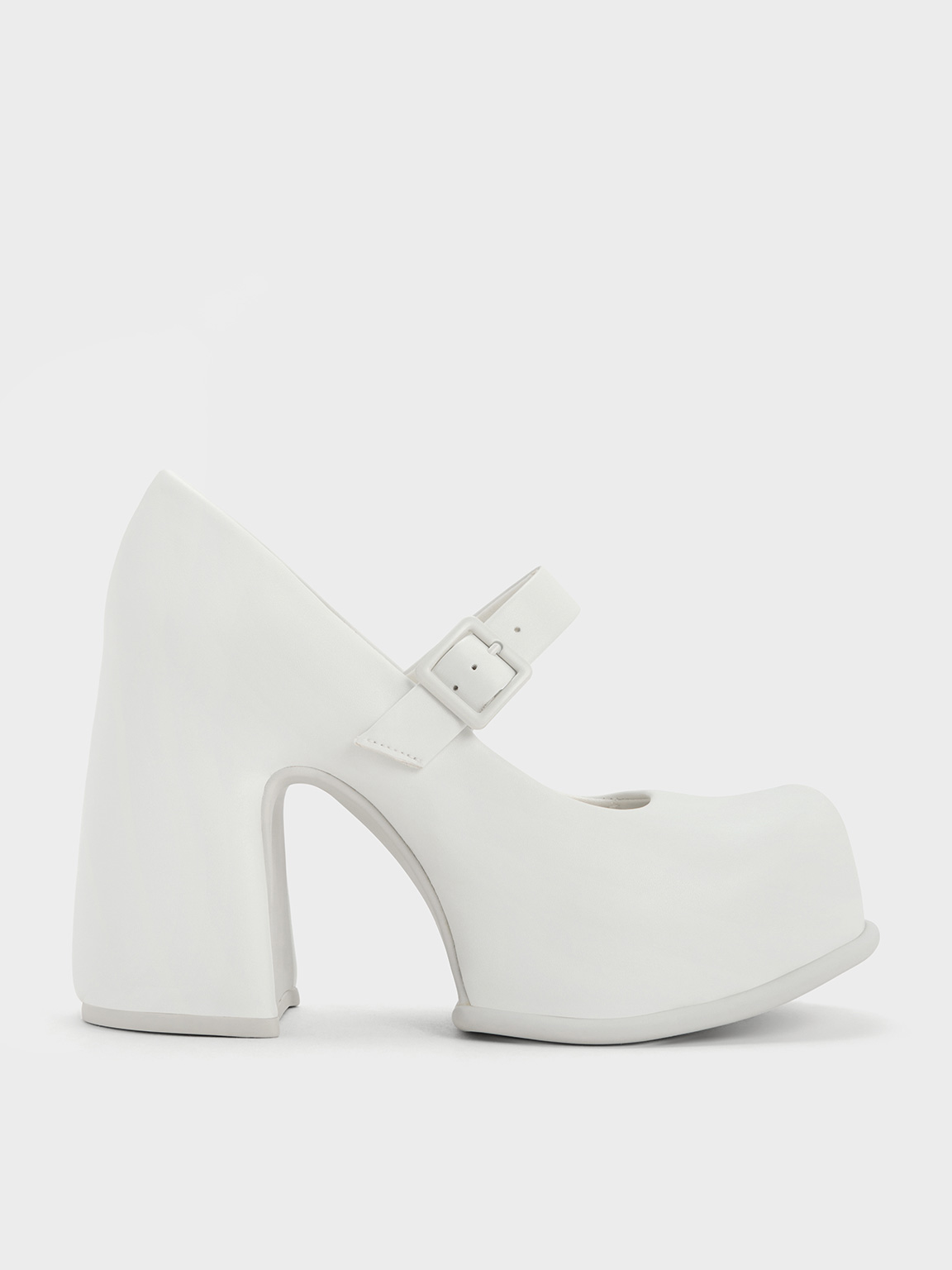Charles & Keith Pixie Platform Mary Janes In White
