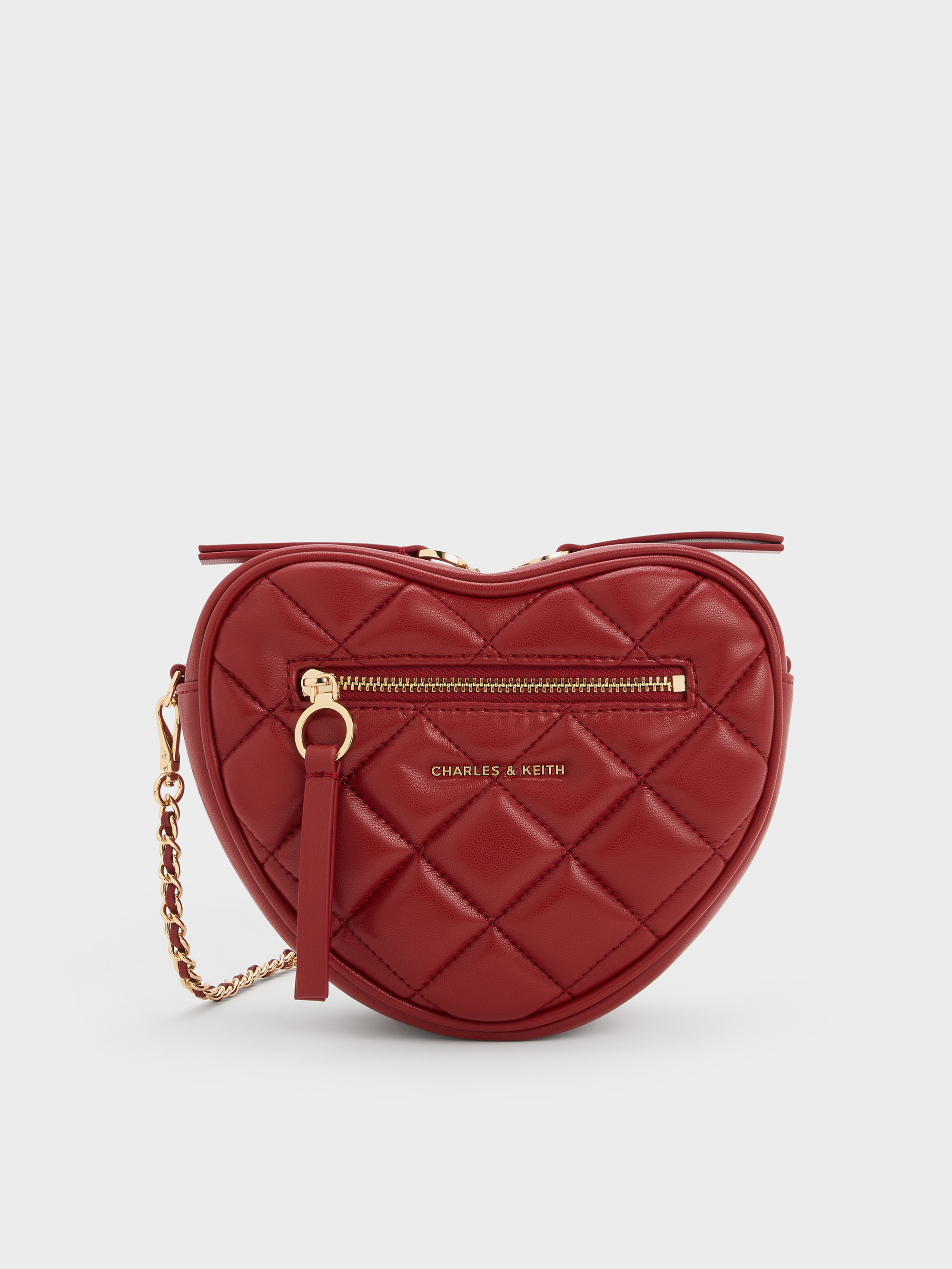 Tomato Red Paffuto Quilted Heart Crossbody Bag - CHARLES & KEITH PA