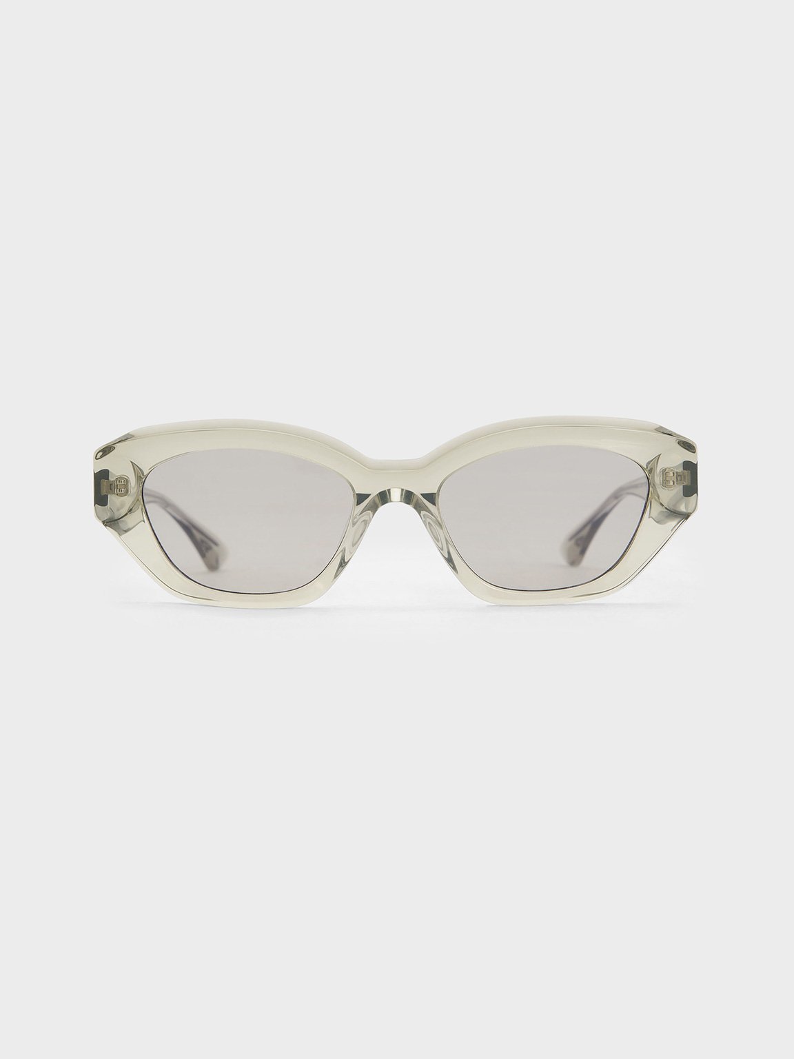 Charles & Keith - Onyx Recycled Acetate Cat-eye Sunglasses In Grey