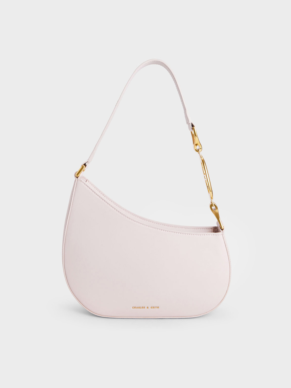 Light Pink Asymmetrical Shoulder Bag - CHARLES & KEITH CL