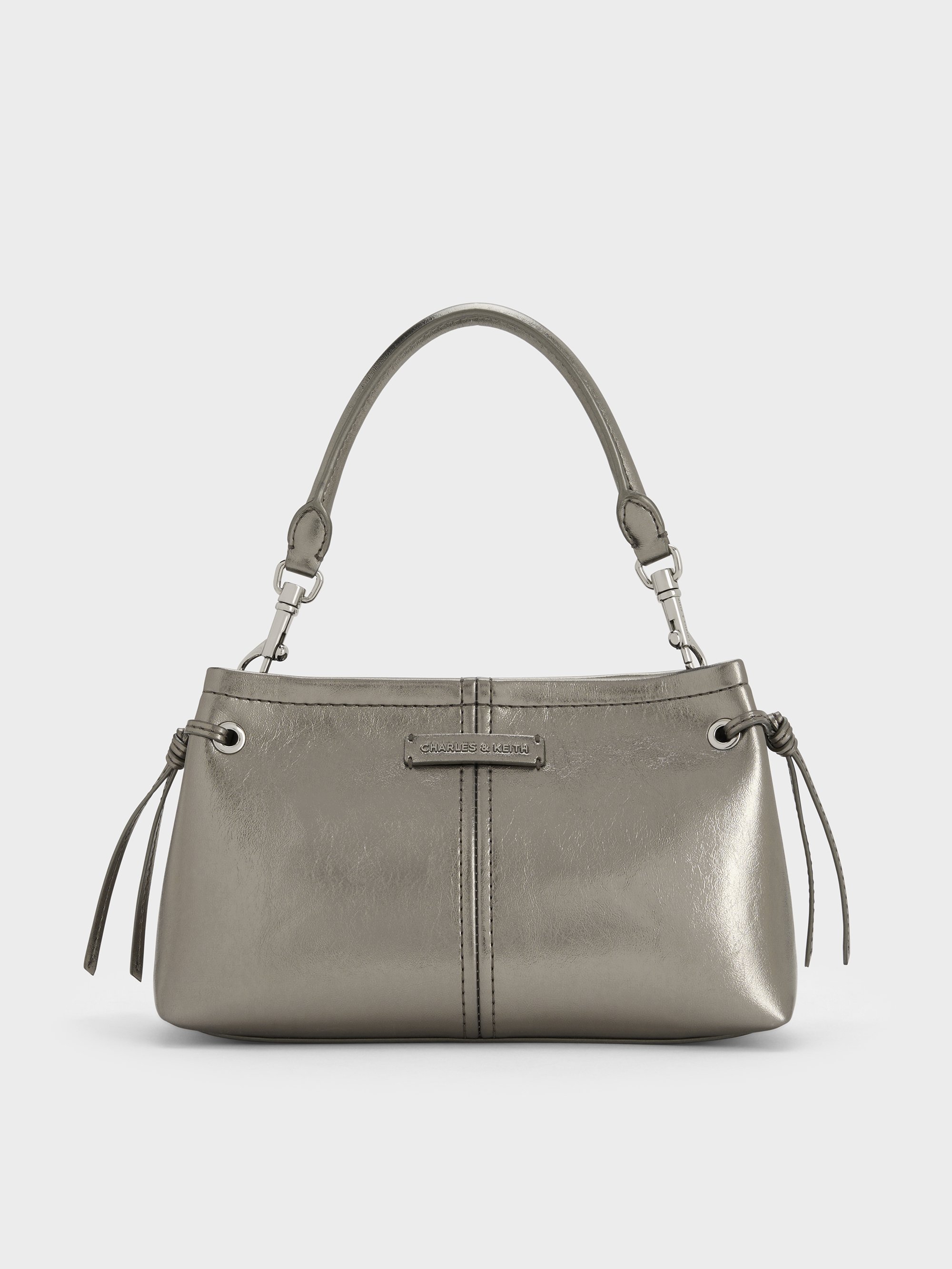 Charles & Keith - Noane Metallic Top Handle Bag In Gray