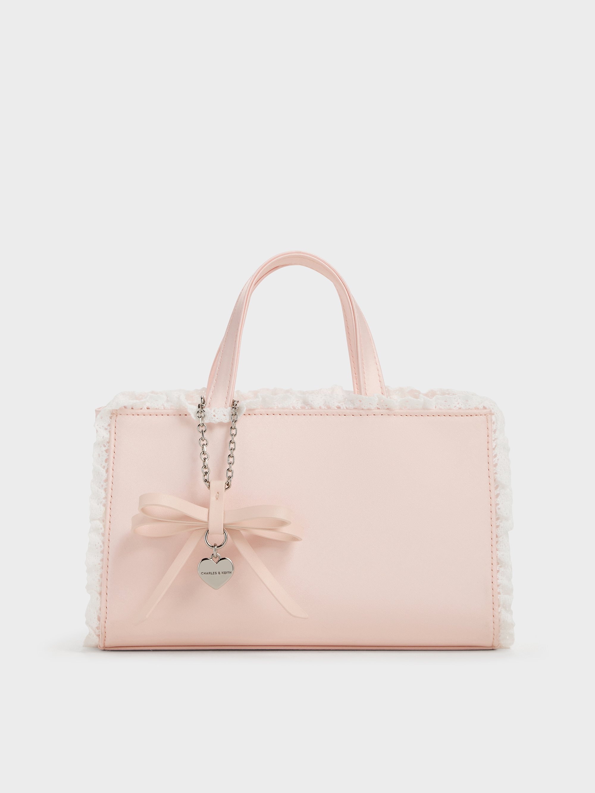 Pink Raina Lace-Trim Tote Bag - Pink - CHARLES & KEITH US