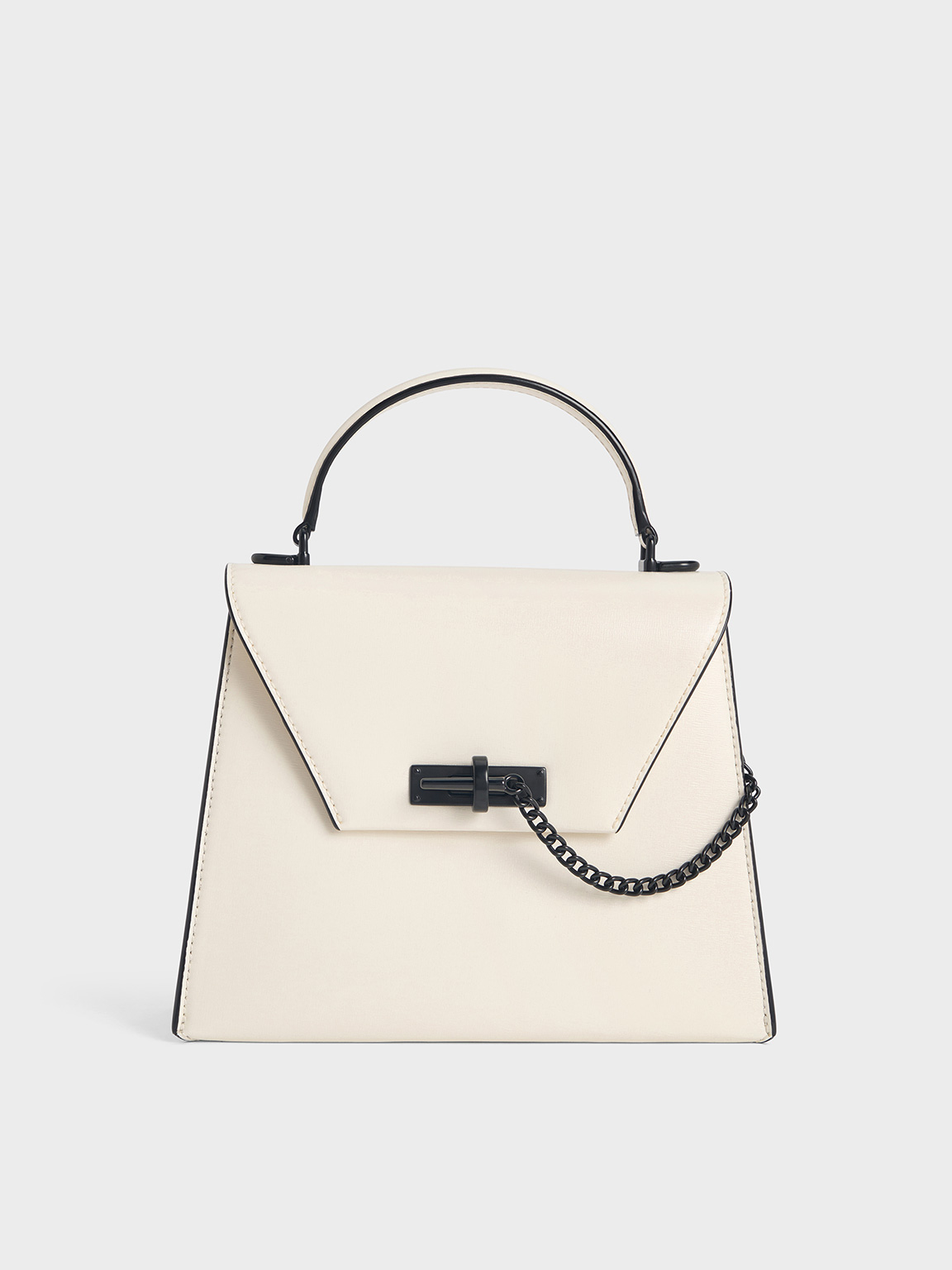 Charles & Keith - Samantha Envelope Top Handle Bag In Cream