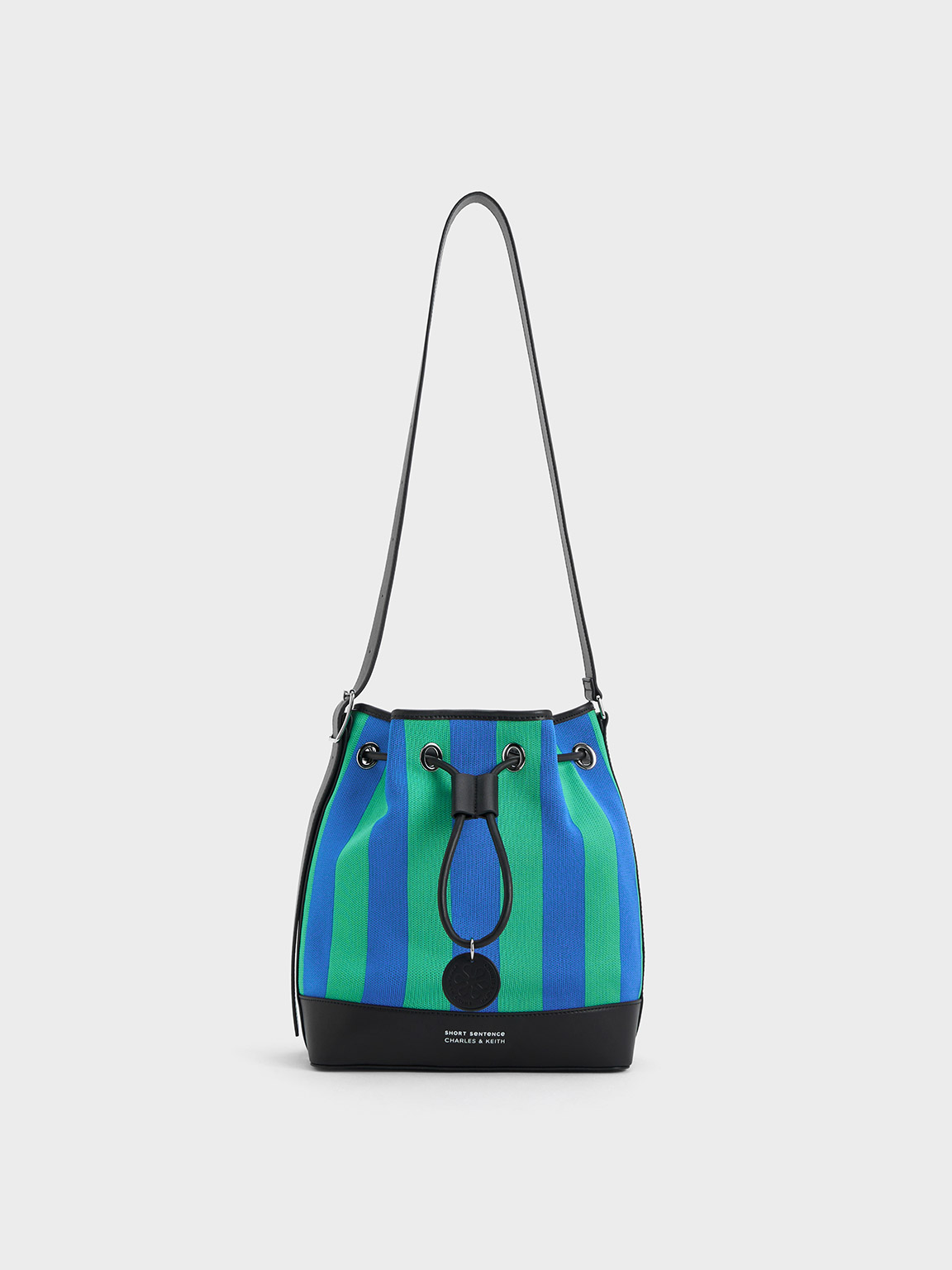 Charles & Keith Striped Bucket Bag In Blue