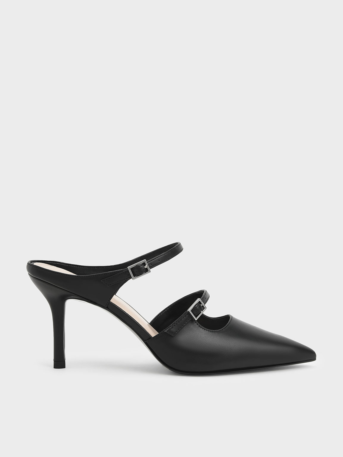 Black Double Strap Mary Jane Mules - CHARLES & KEITH International