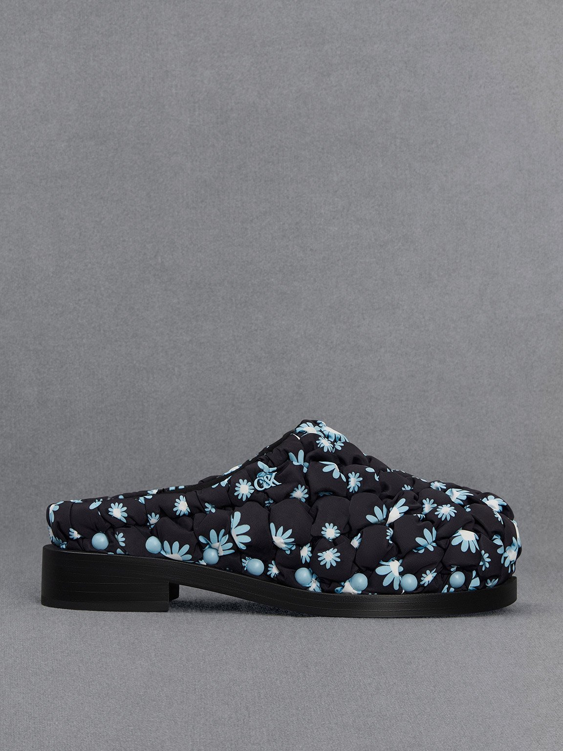 Charles & Keith Nylon Puffy Floral-print Clogs In Multi