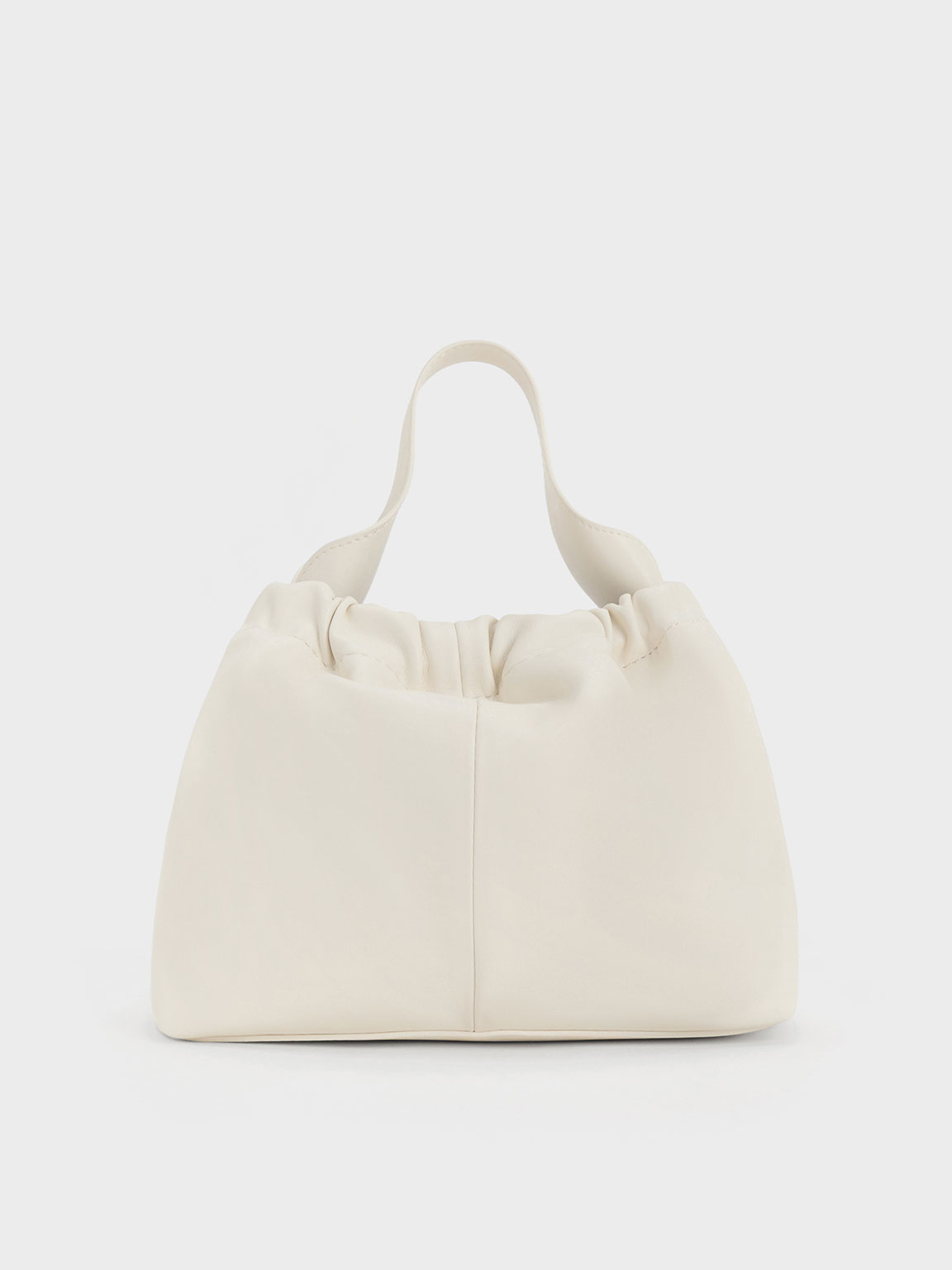 Charles & Keith Ally Ruched Slouchy Chain-handle Bag In Neutral
