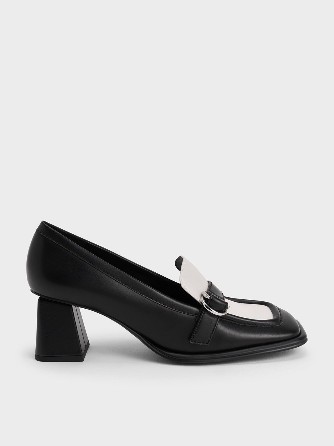 Black Metallic Buckle Penny Loafers - CHARLES & KEITH MY
