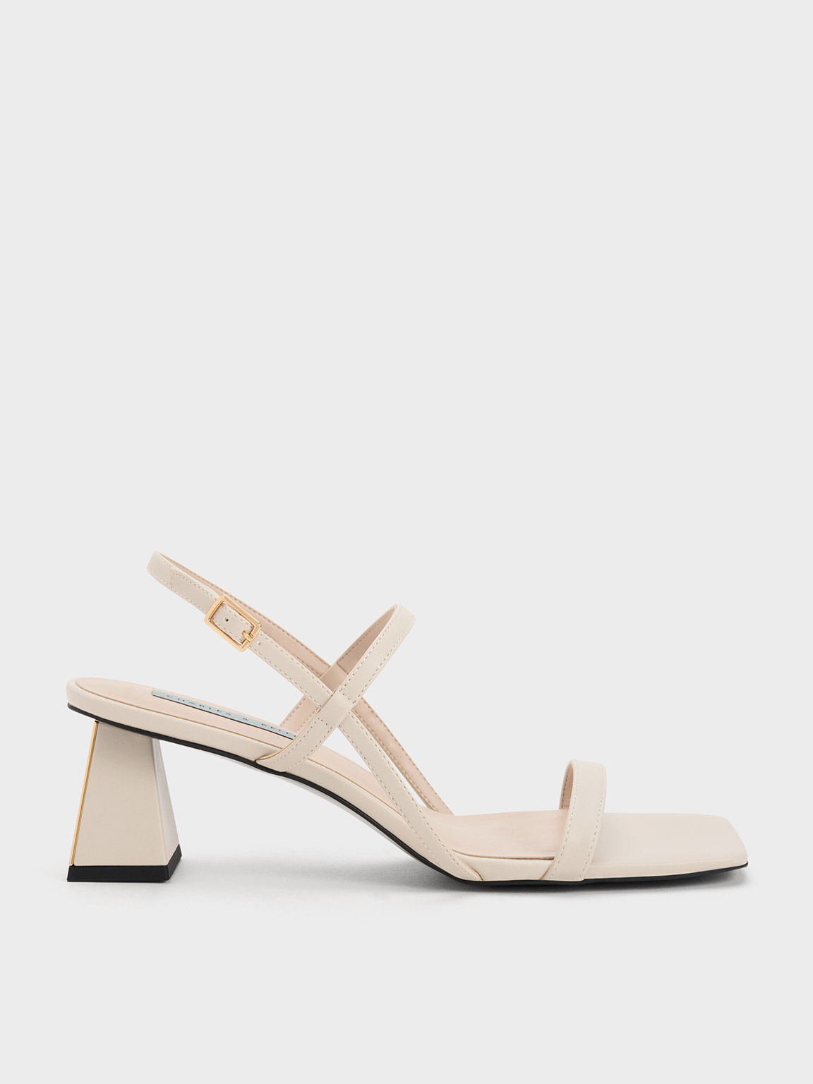 Charles & Keith Square-toe Strappy Sandals In Chalk
