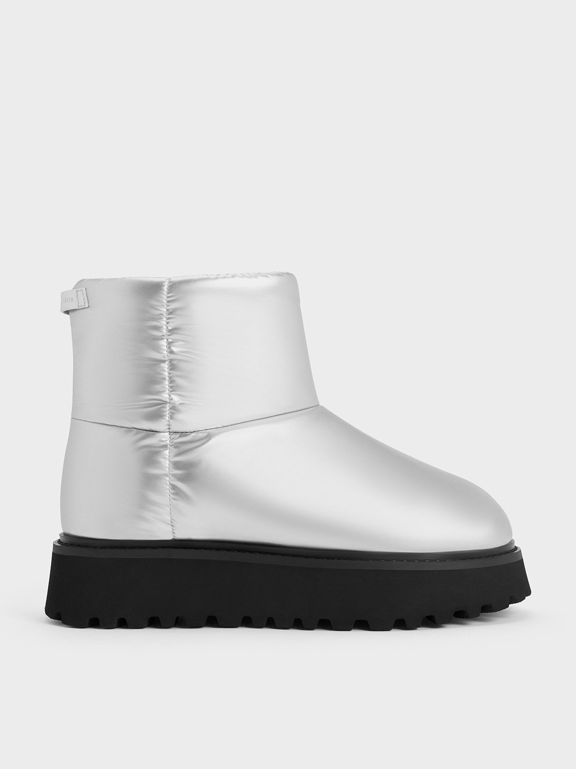 Charles & Keith Romilly Puffy Ankle Boots In Silver
