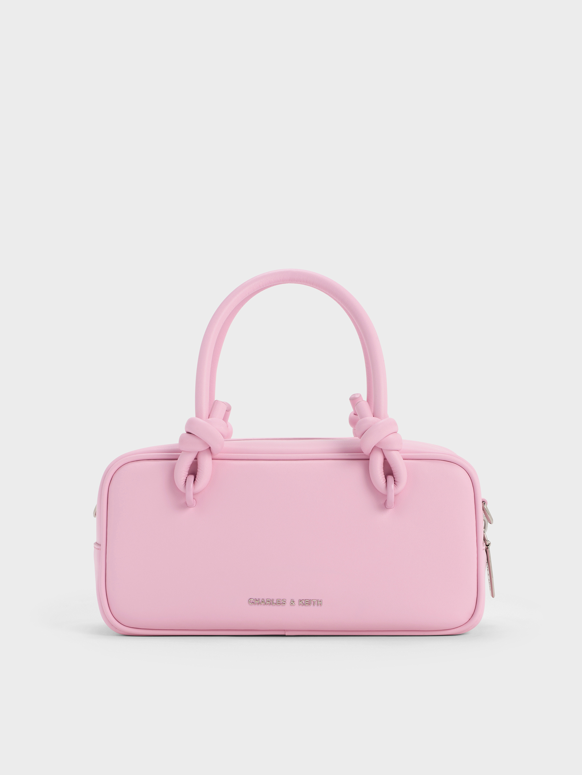 Charles & Keith - Sammie Knotted-handle Elongated Bag In Bubble Gum Pink