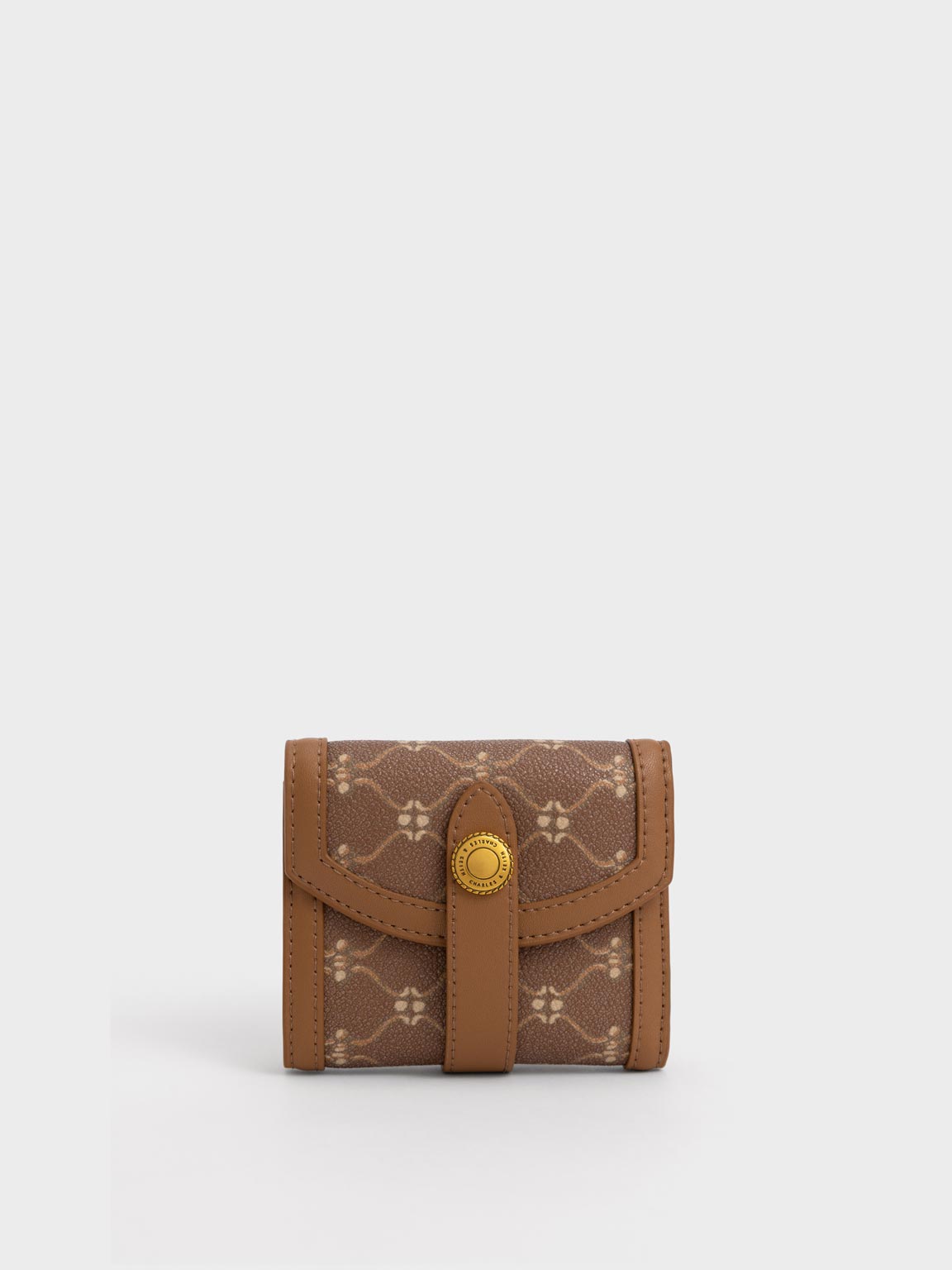 Chocolate Este Belted Printed Small Wallet - CHARLES & KEITH LK