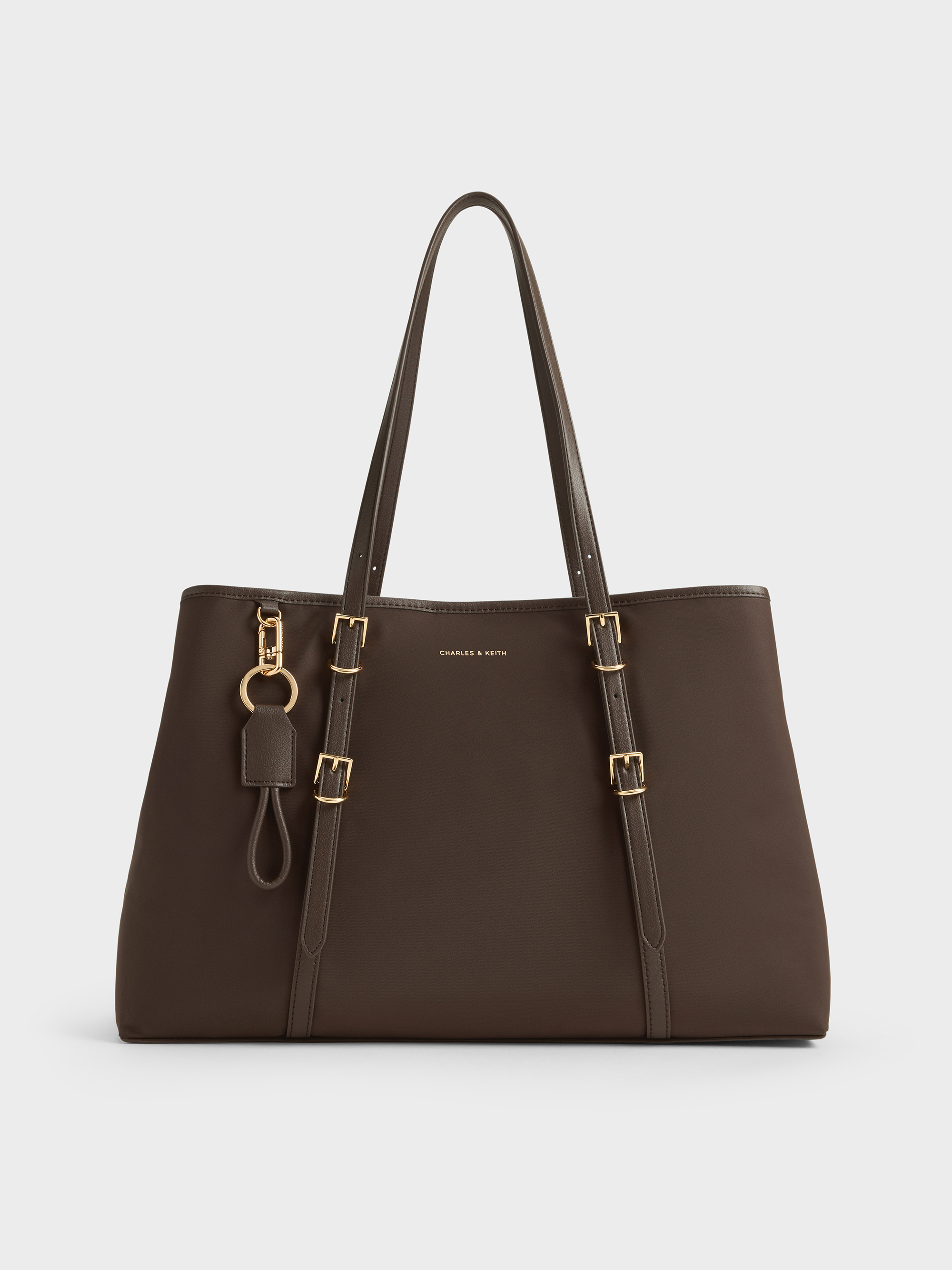 Levy Nylon Tote Bag - Espresso Brown - CHARLES & KEITH TW