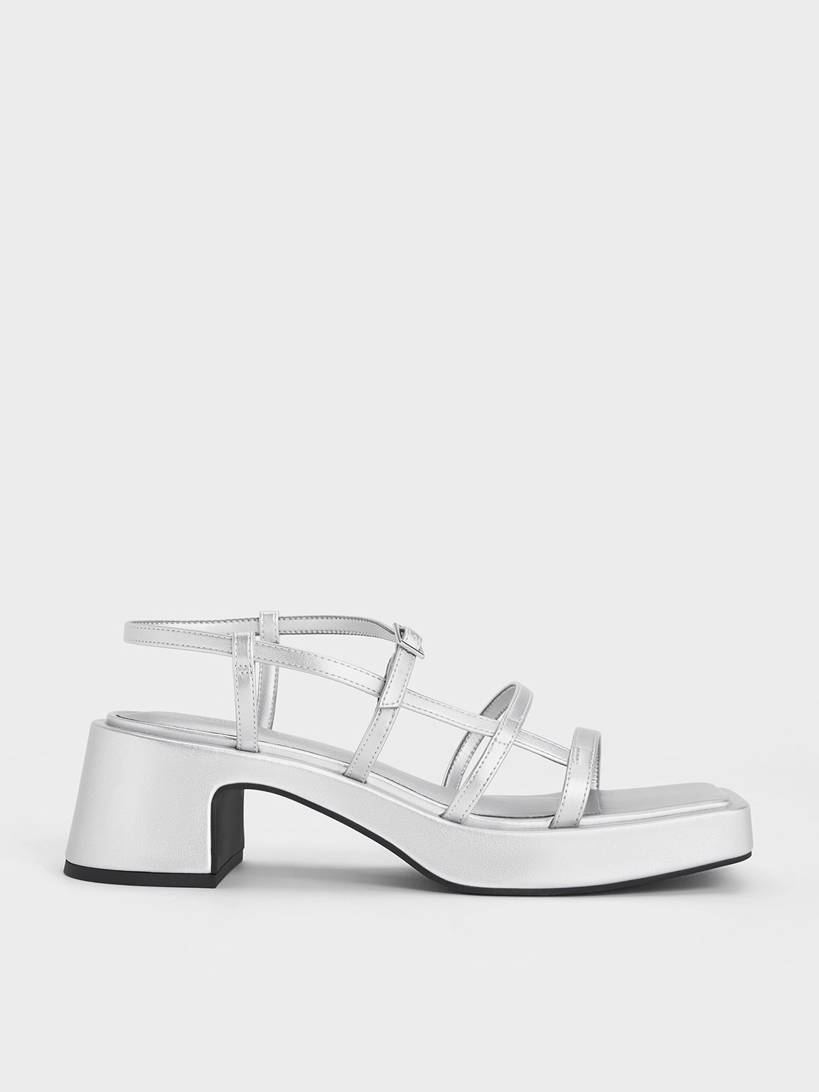 Charles & Keith Selene Strappy Sandals In Silver
