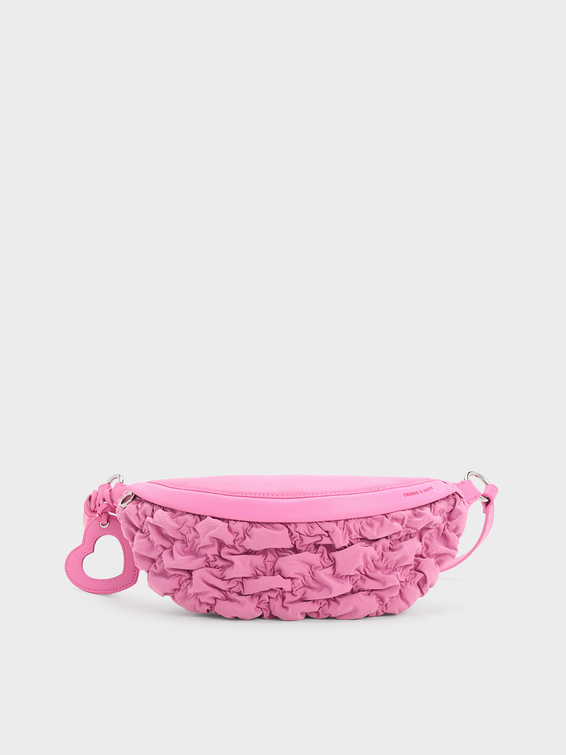 Pink Ruched Nylon Bum Bag | CHARLES & KEITH