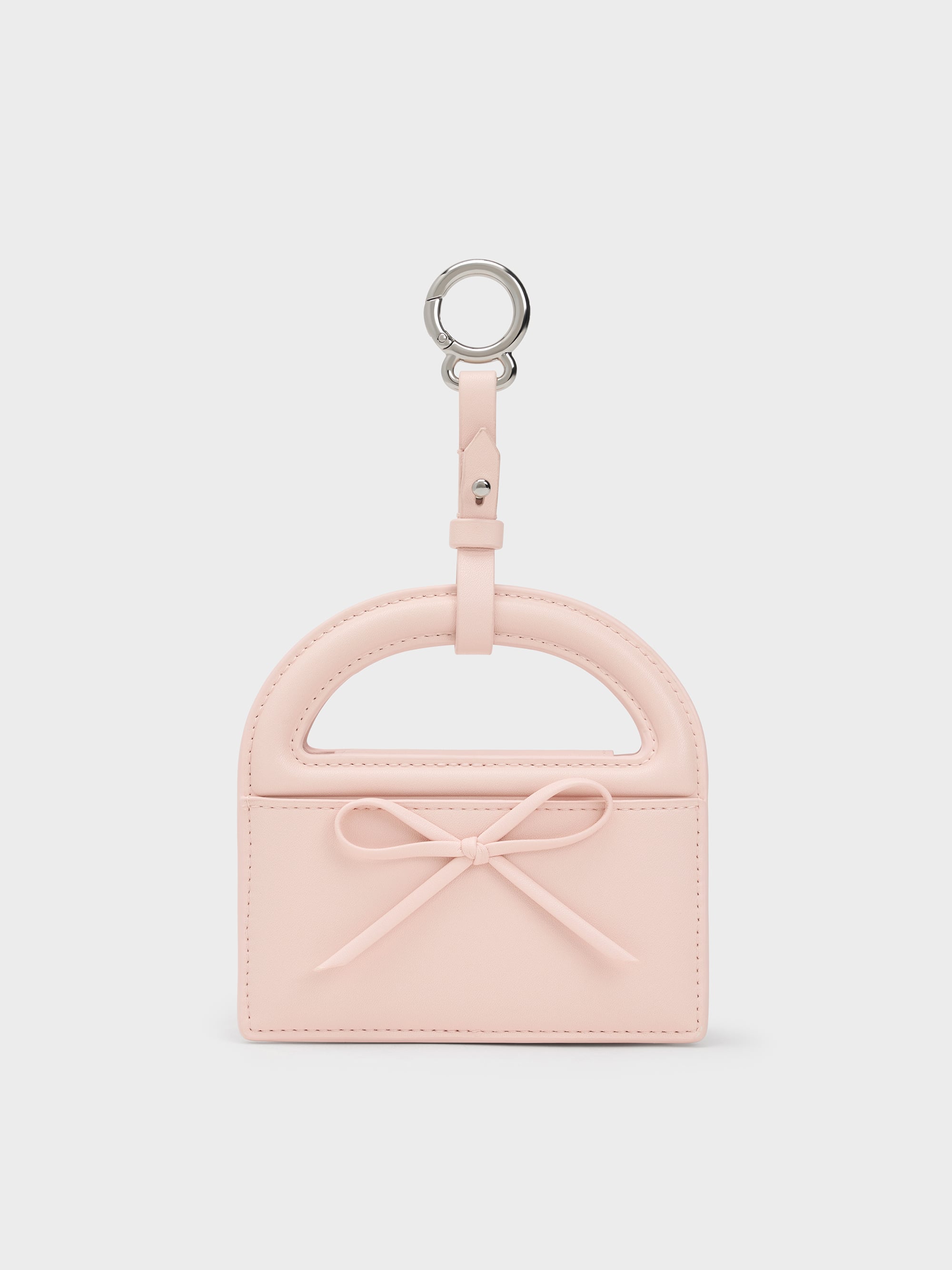 Charles & Keith - Reese Bow Top Handle Wristlet In Soft Pink