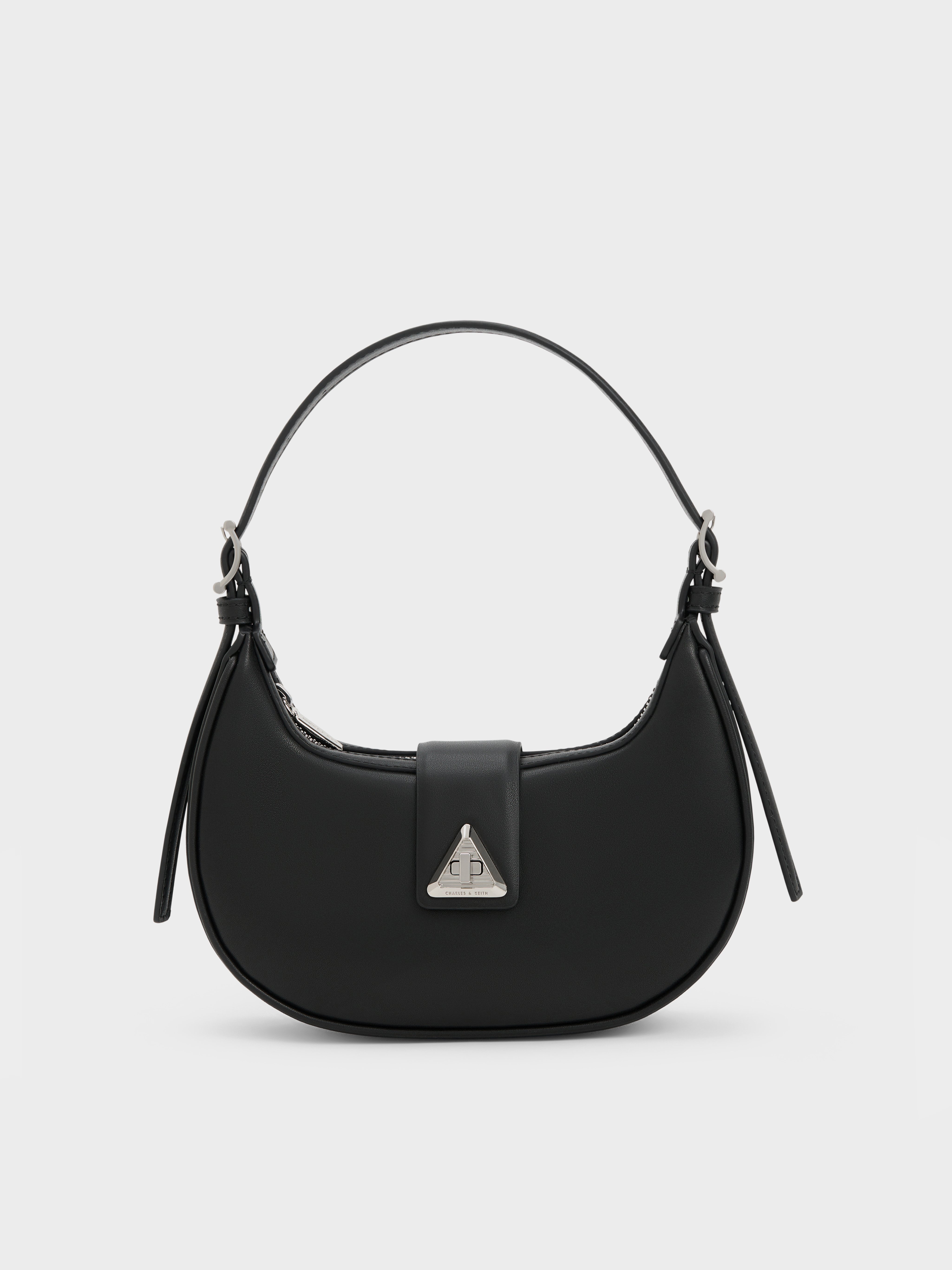 Noir Trice Metallic-Accent Belted Shoulder Bag - Noir - Bags