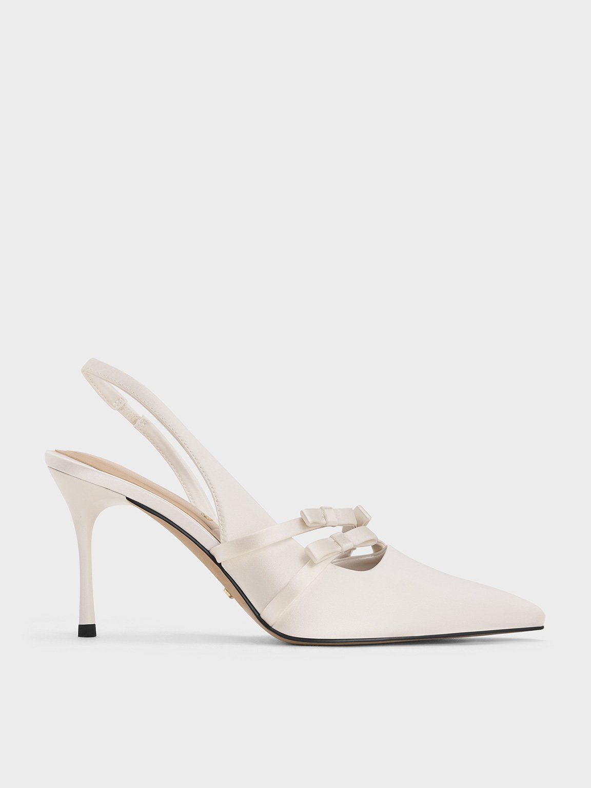 White Jessy Recycled Polyester Bow Slingback Pumps - CHARLES