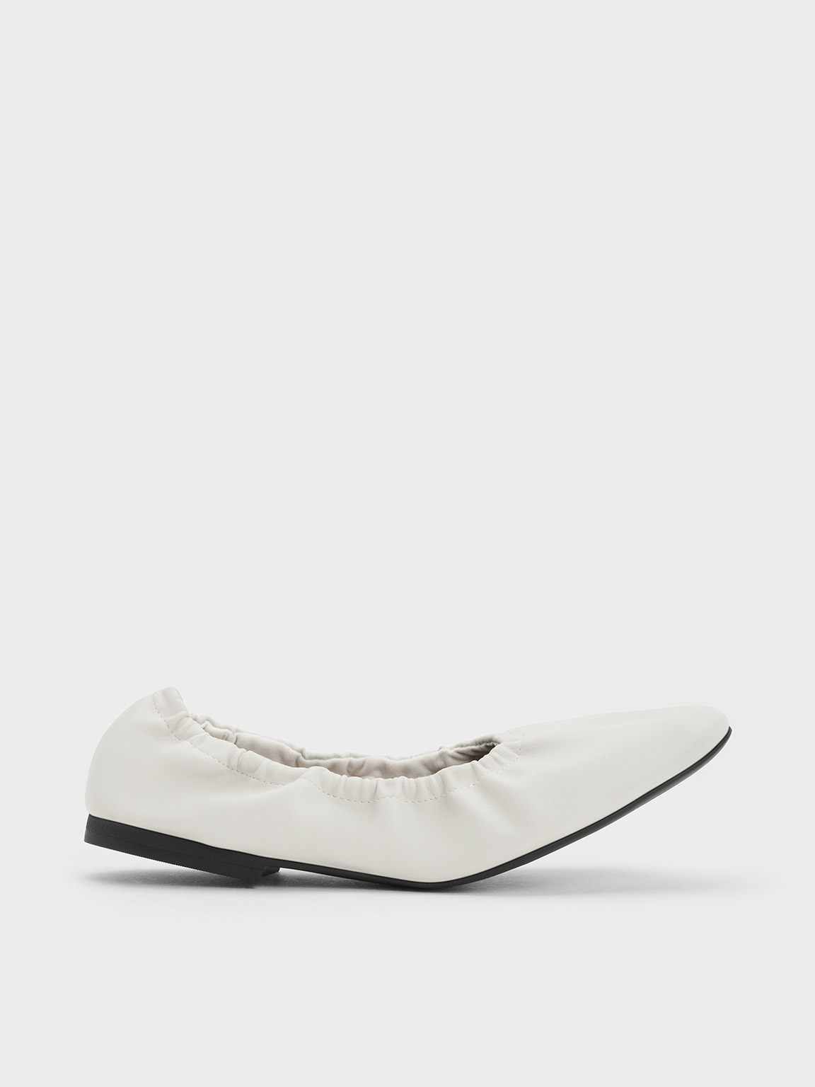Charles & Keith Ruched Ballerina Flats In Chalk