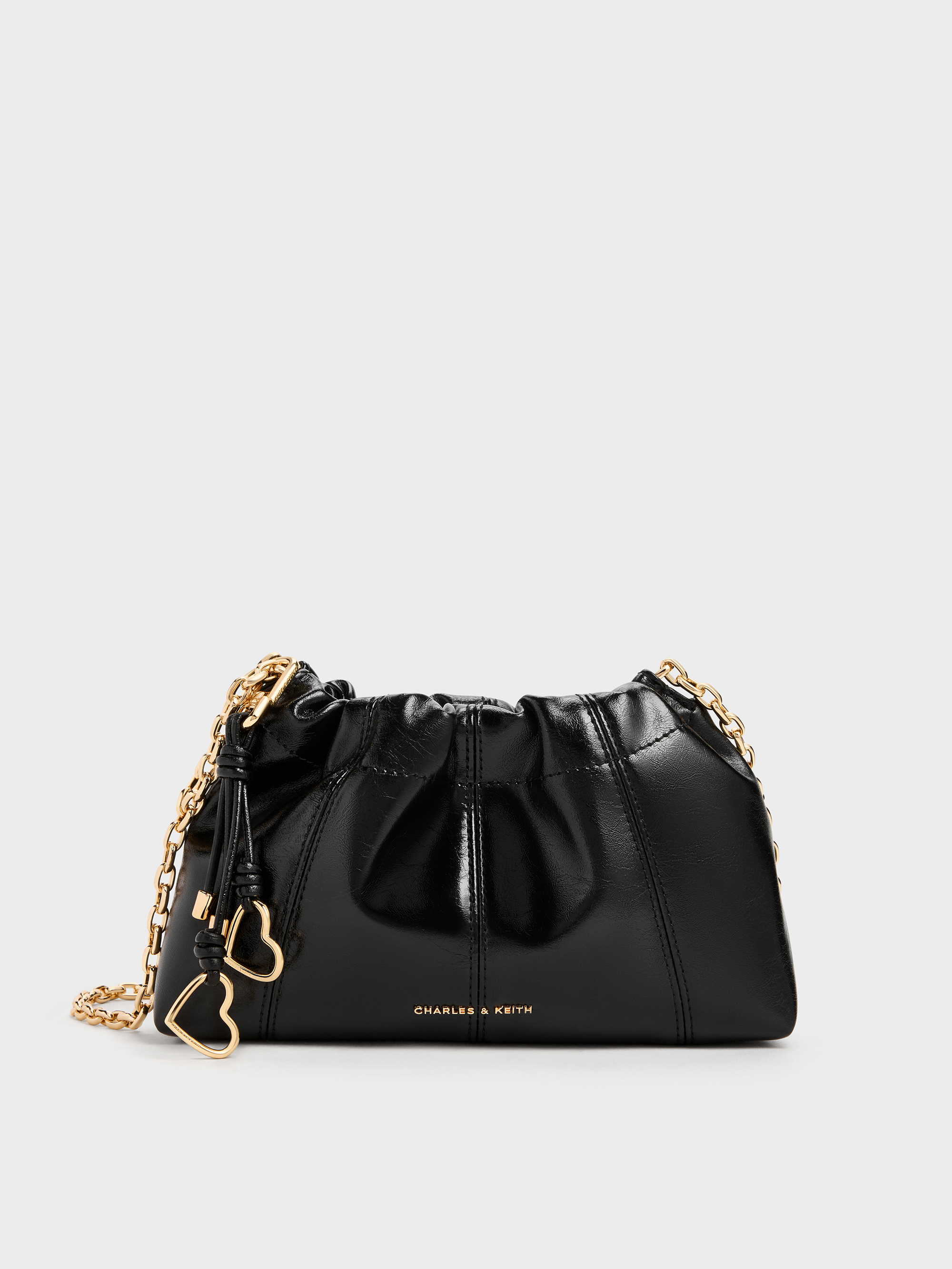 Black Ciara Ruched Crossbody Bag - Black - CHARLES & KEITH TW
