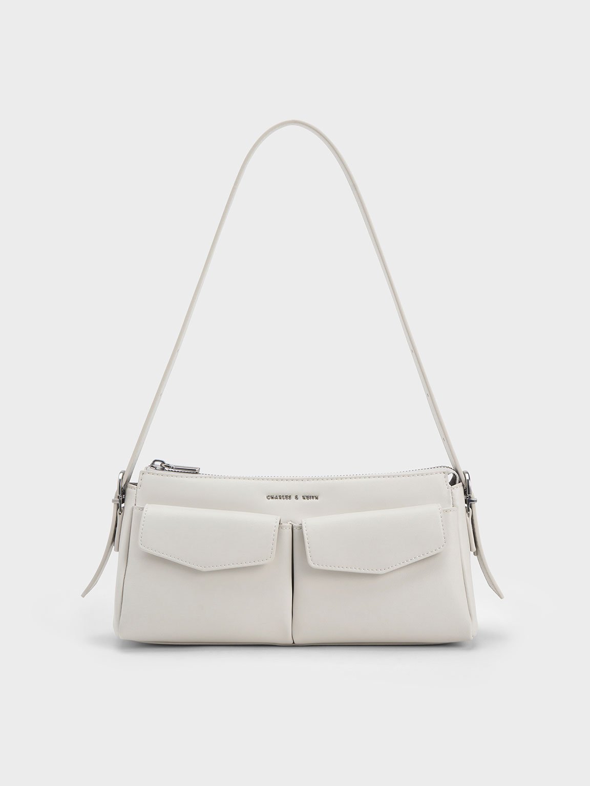 White Double Pouch Shoulder Bag - CHARLES & KEITH KH