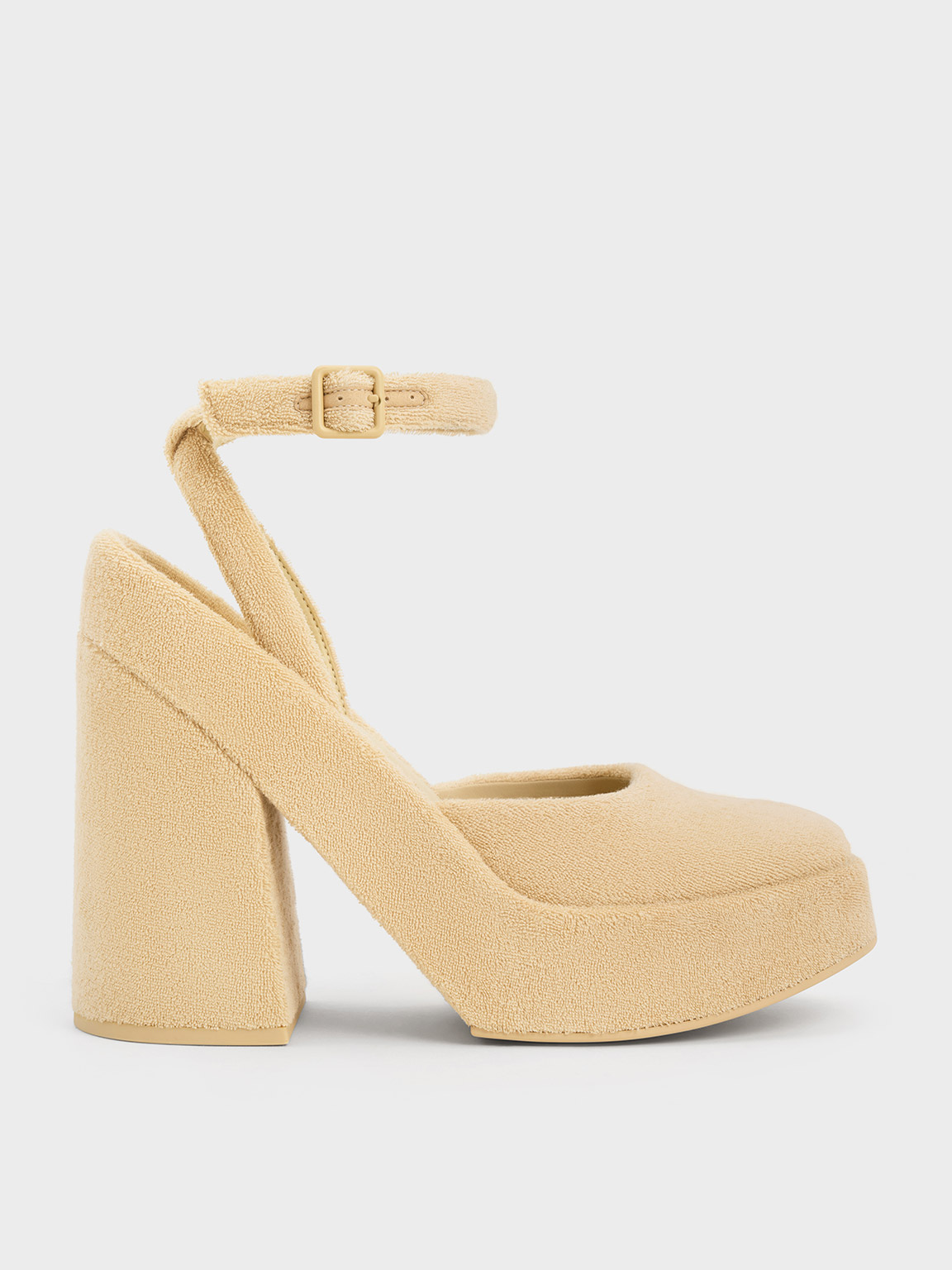 Shop Charles & Keith - Loey Ankle-strap Platform Pumps In Beige