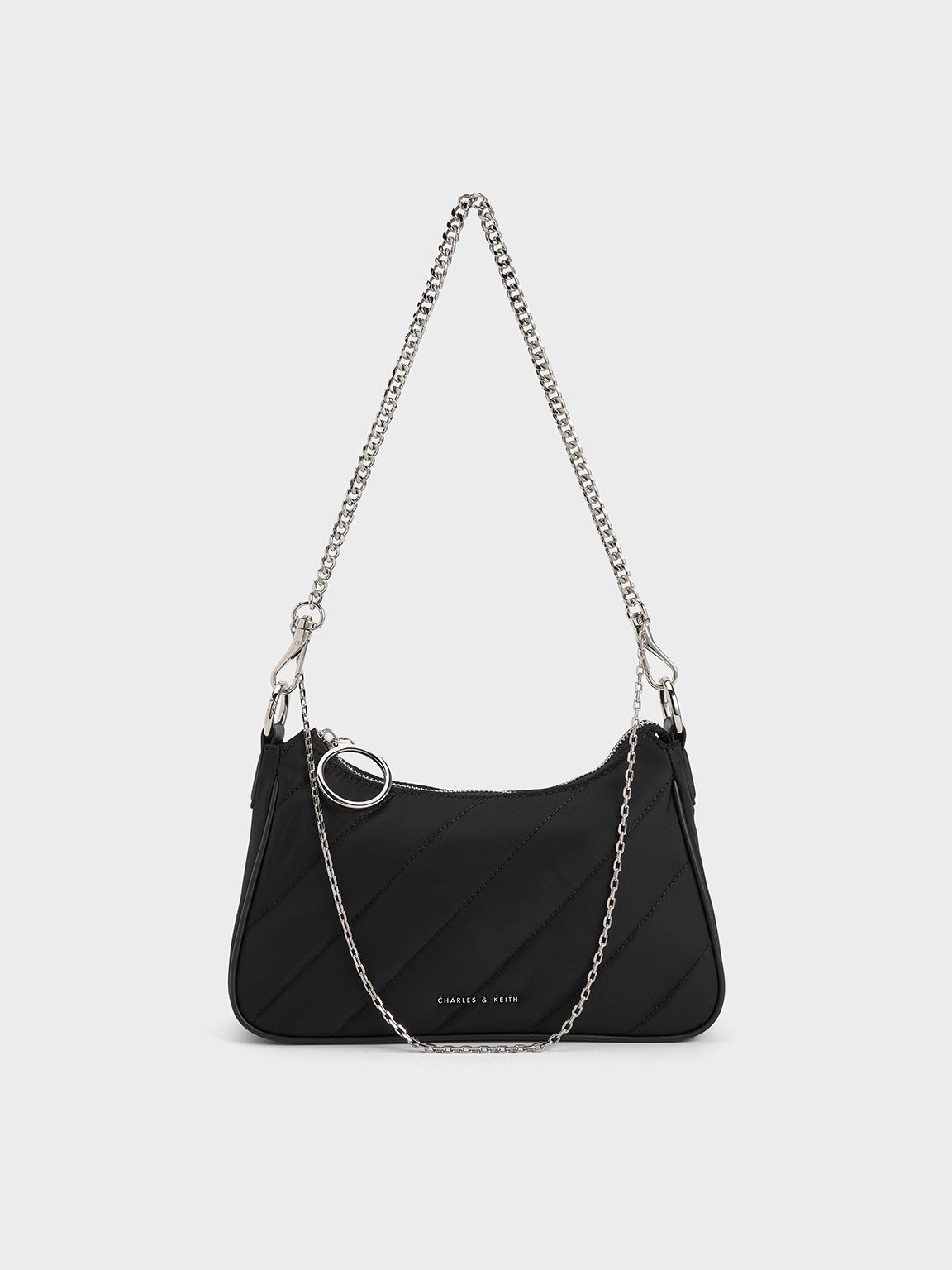 Noir Philomena Nylon Puffy Chain-Strap Crossbody Bag - Noir