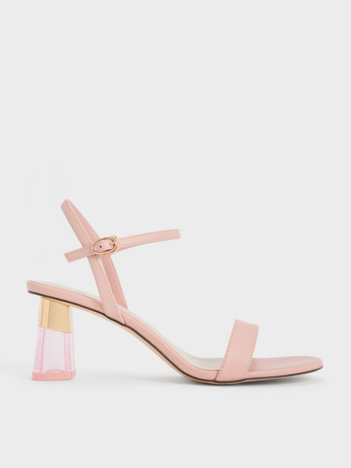 Blush Clear Trapeze Heel Sandals - CHARLES & KEITH SG