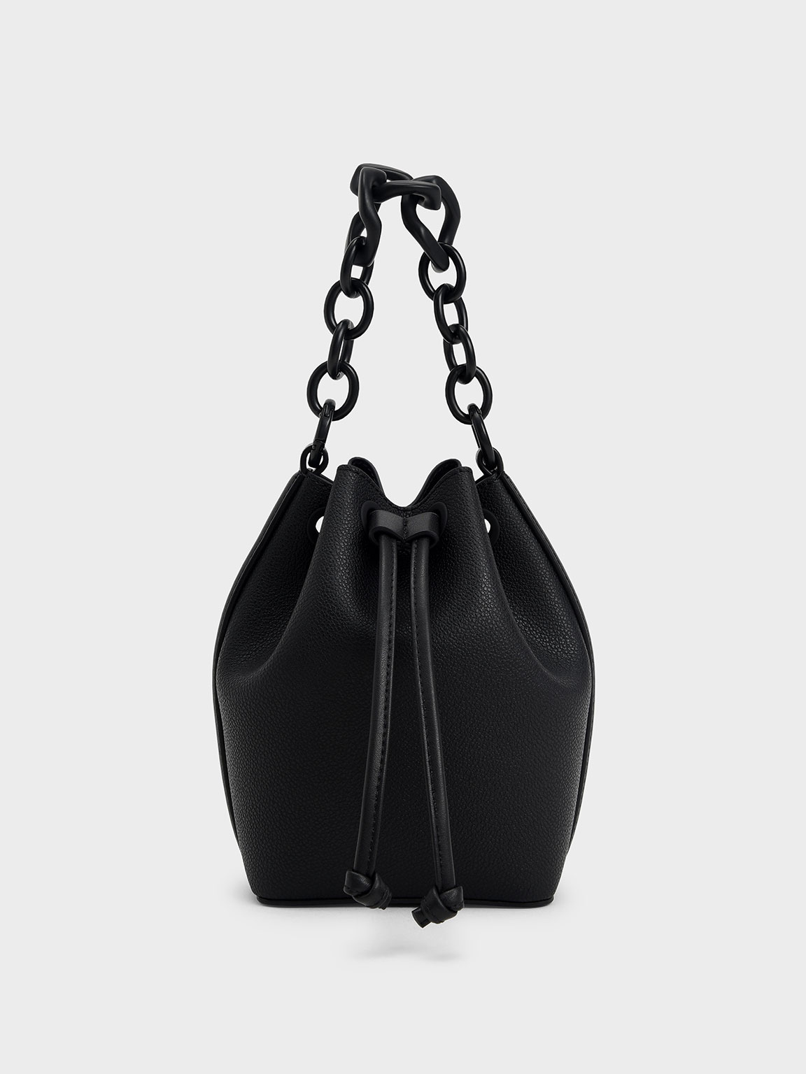 Braided-Handle Drawstring Bucket Bag - Dark Moss