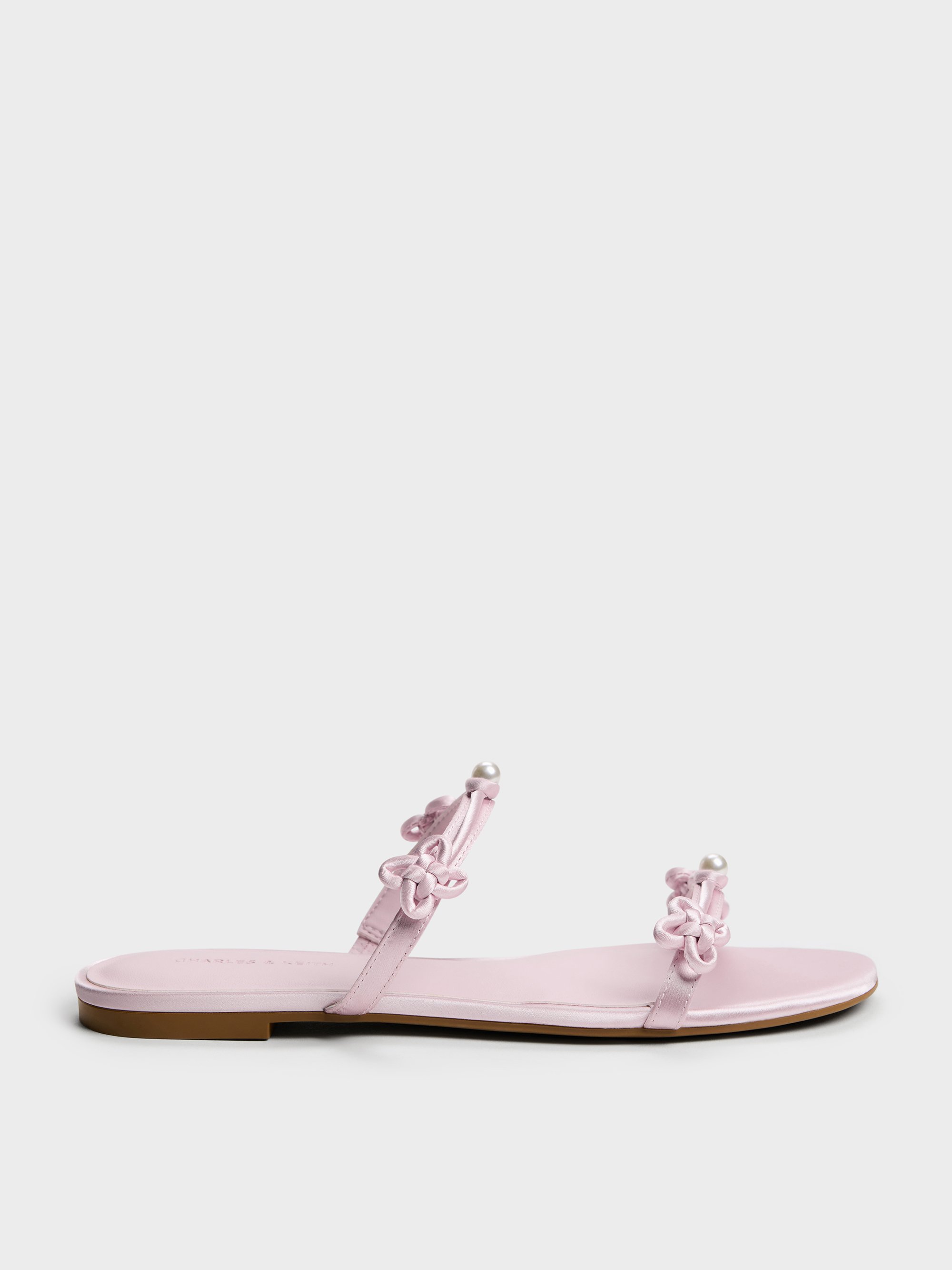 Light Pink Orinda Knot-Pearl Slide Sandals - Light Pink - Shoes