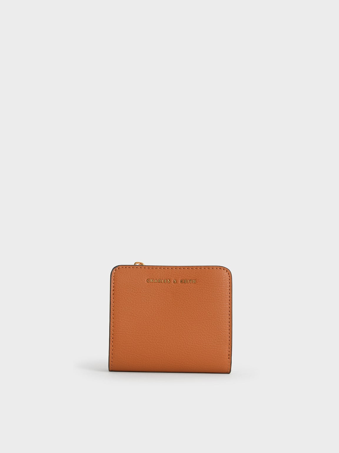 Cognac Zip Around Card Holder - CHARLES & KEITH US