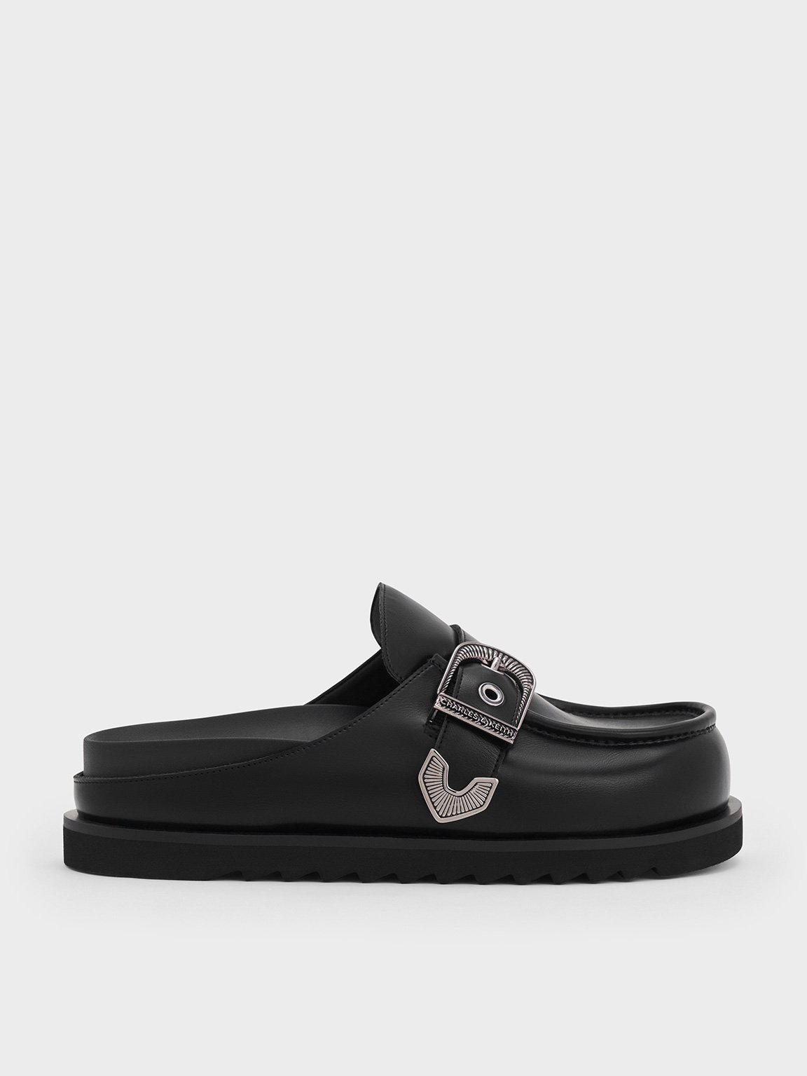 Black Kirke Buckle-Strap Flatform Mules - Black - Sale - CHARLES