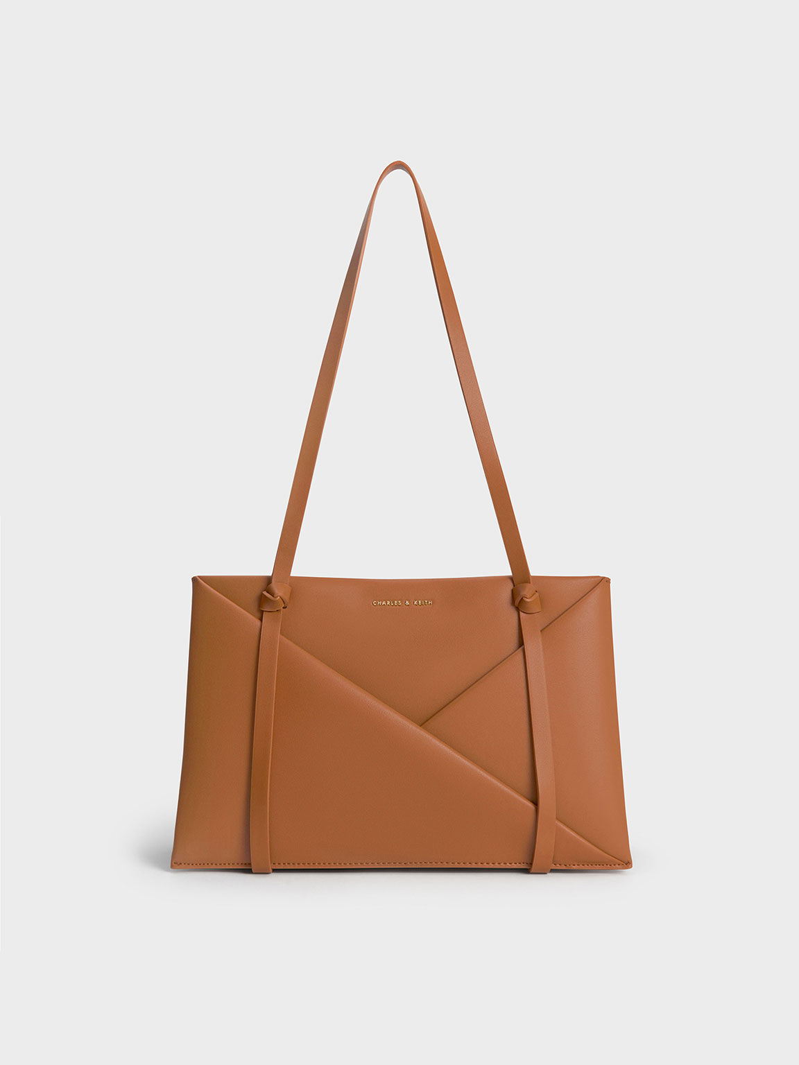 Charles & Keith Midori Geometric Tote Bag In Tan