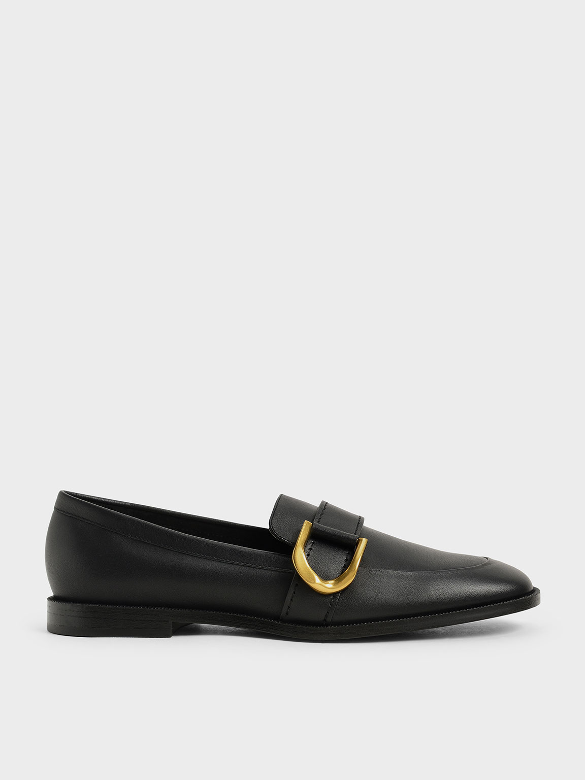 black loafers with gold buckle men's