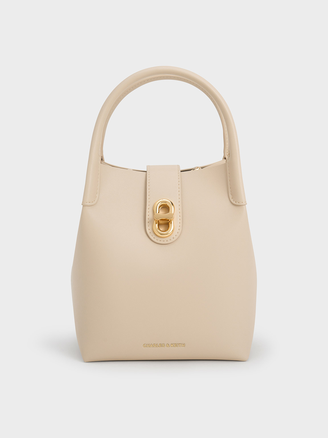 Charles & Keith Aubrielle Bucket Bag In Neutral