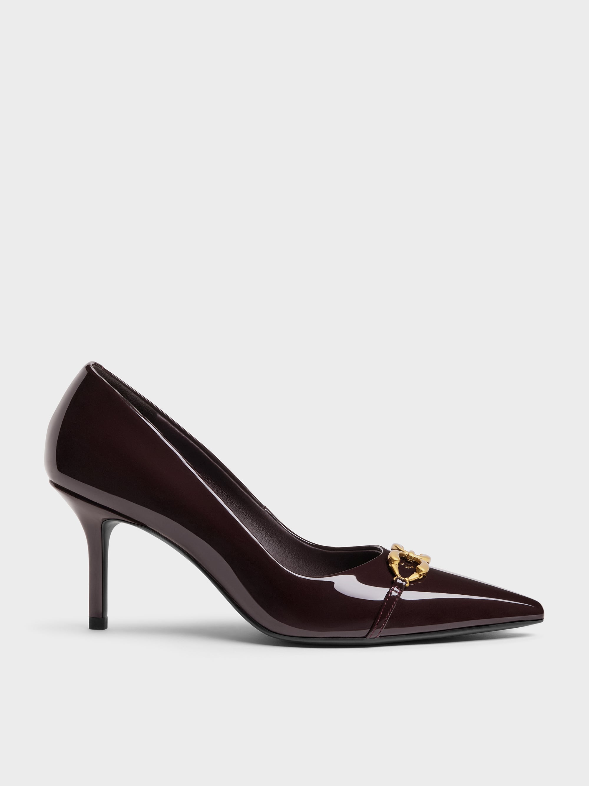 Charles & Keith - Patent Metallic-Buckle Pointed Pumps