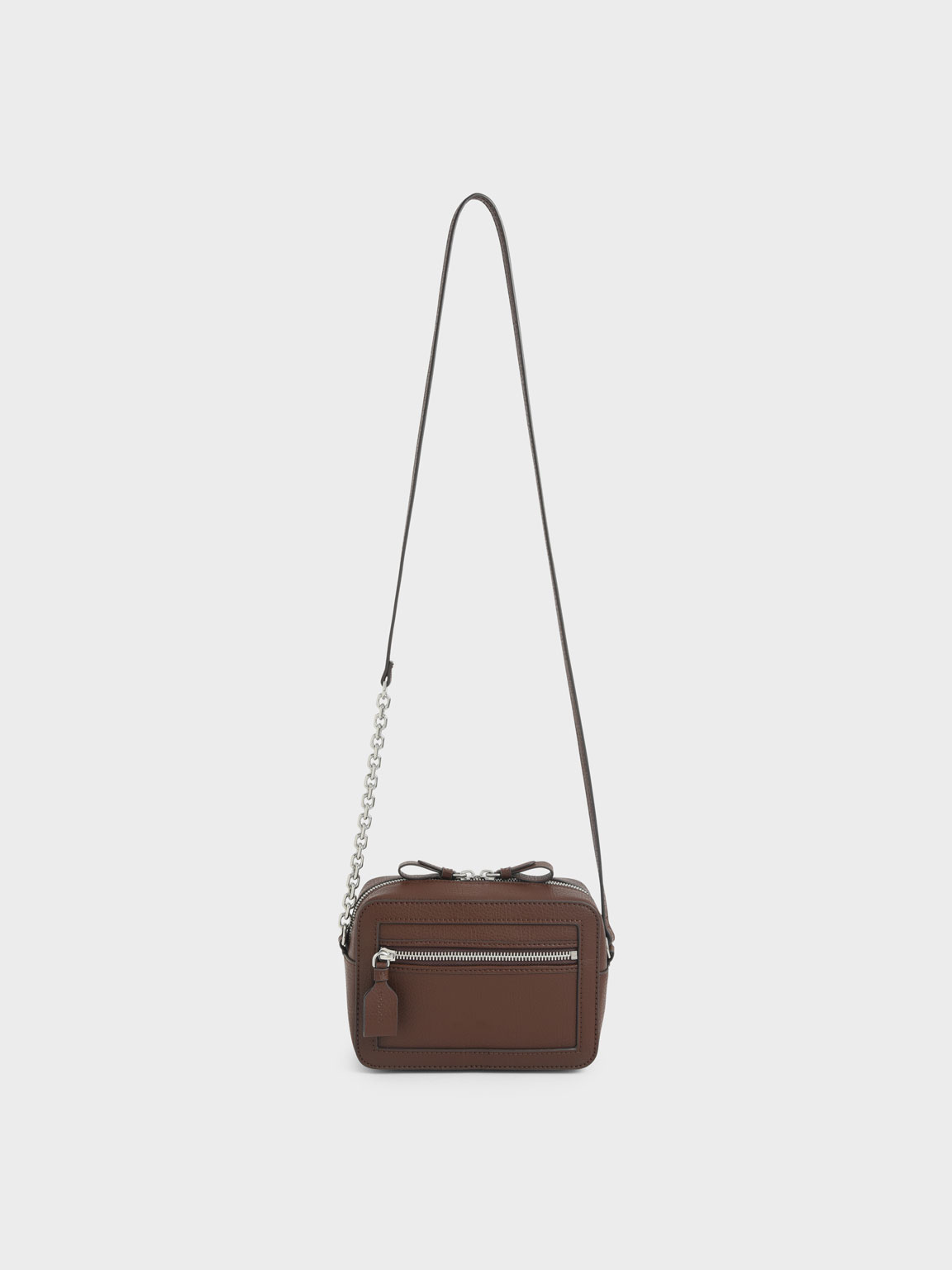 Dark Brown Mouggan Collection: Two-Way Zip Box Bag | CHARLES & KEITH
