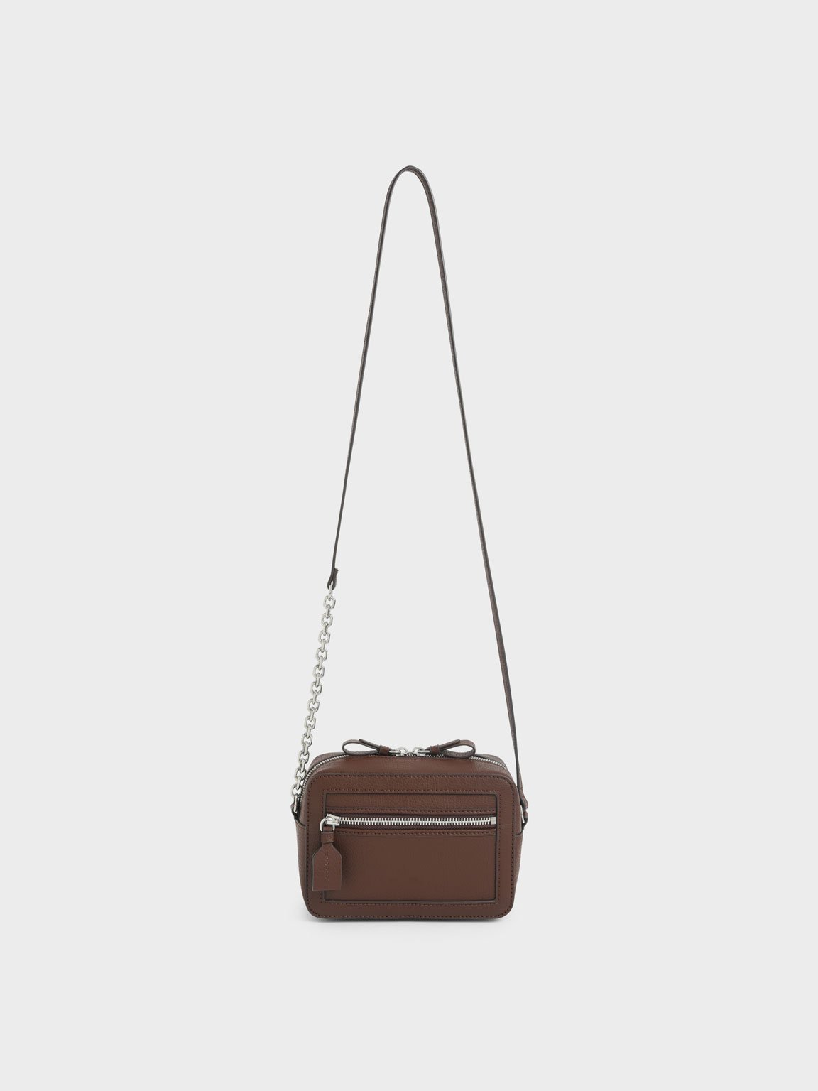 Charles Keith Mouggan Collection: Two-way Zip Box Bag In Dark