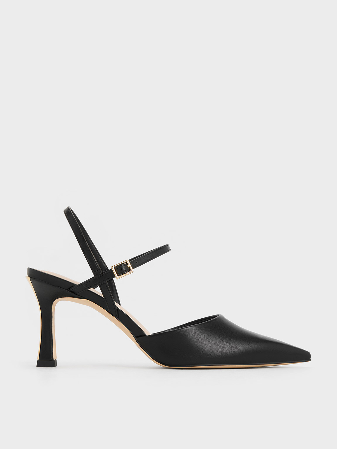 Charles & Keith Pointed-toe Flare-heel Pumps In Black