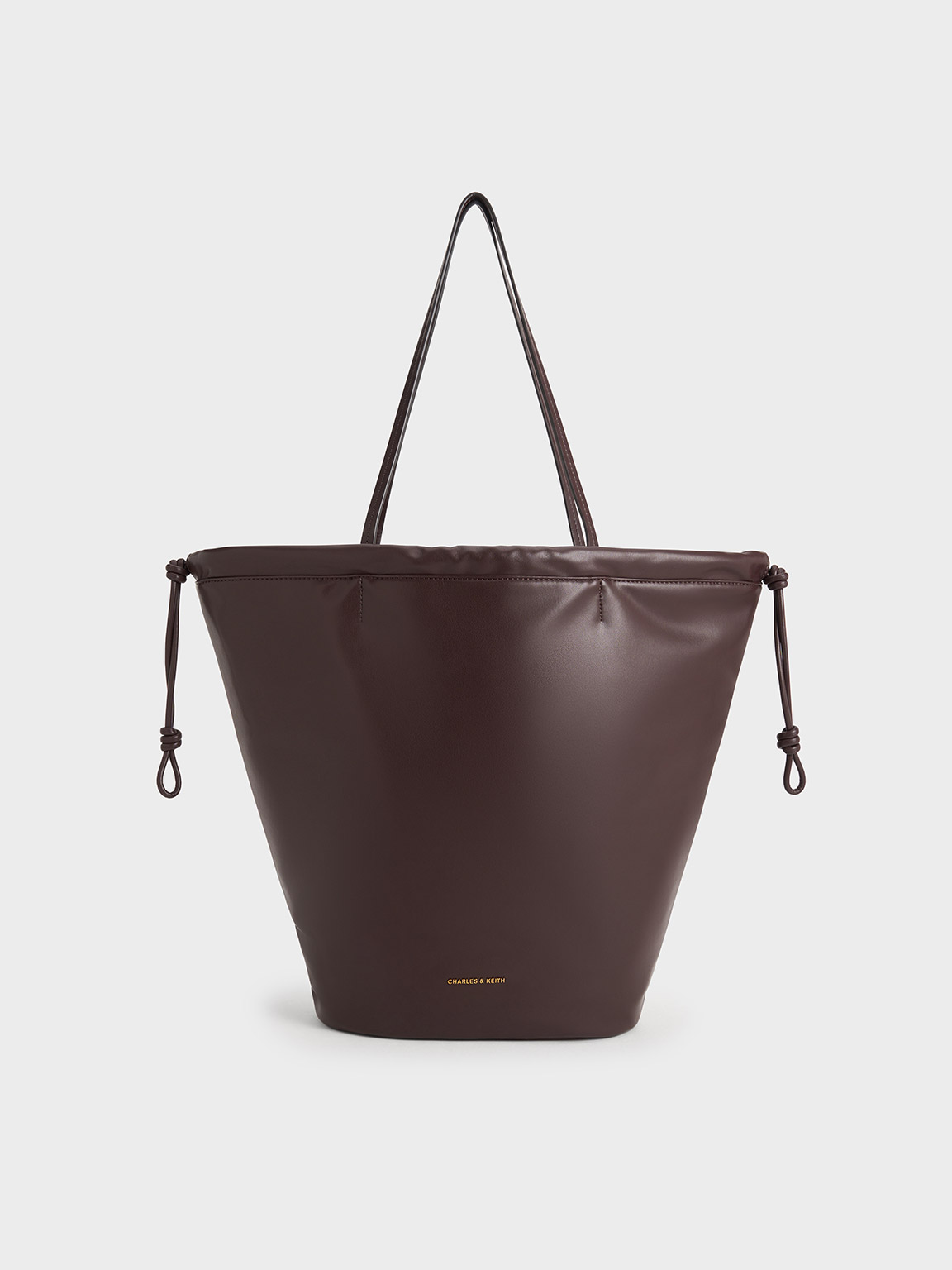 Charles & Keith Sianna Ruched Drawstring Tote Bag In Brown
