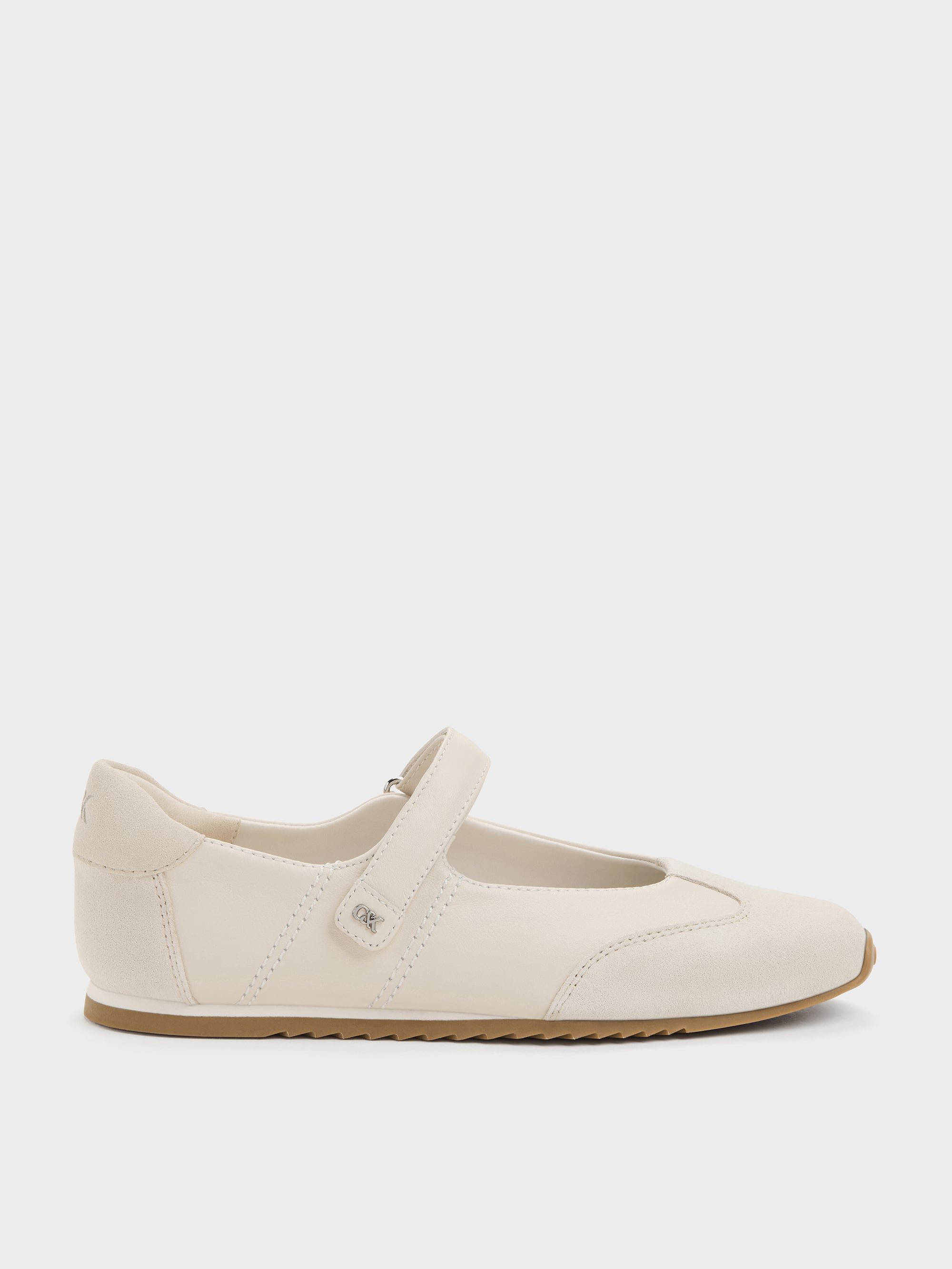 Charles & Keith - Jace Leather & Suede Mary Jane Sneakers In Chalk