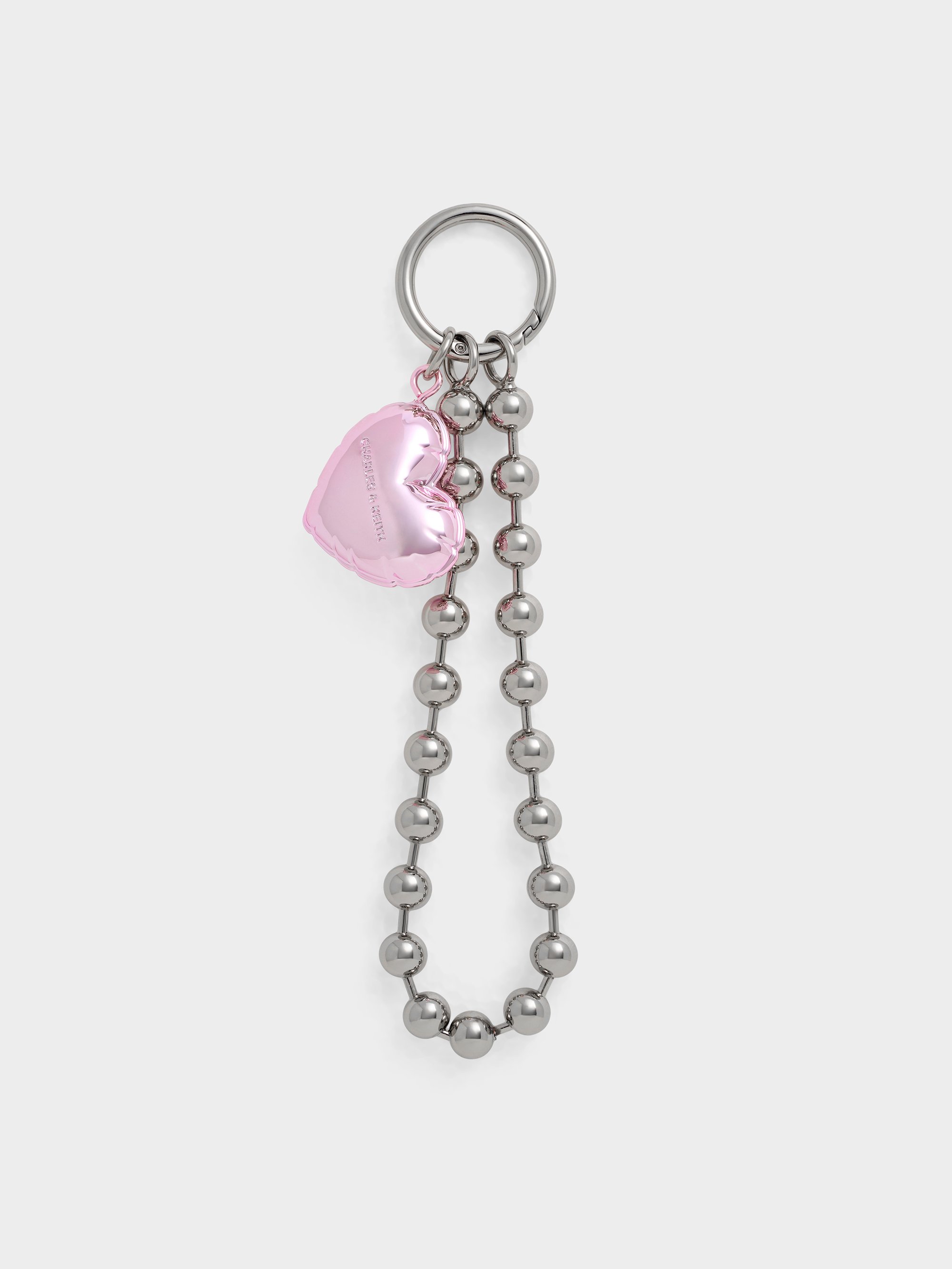 Silver Metallic Heart Beaded Charm - CHARLES & KEITH KH