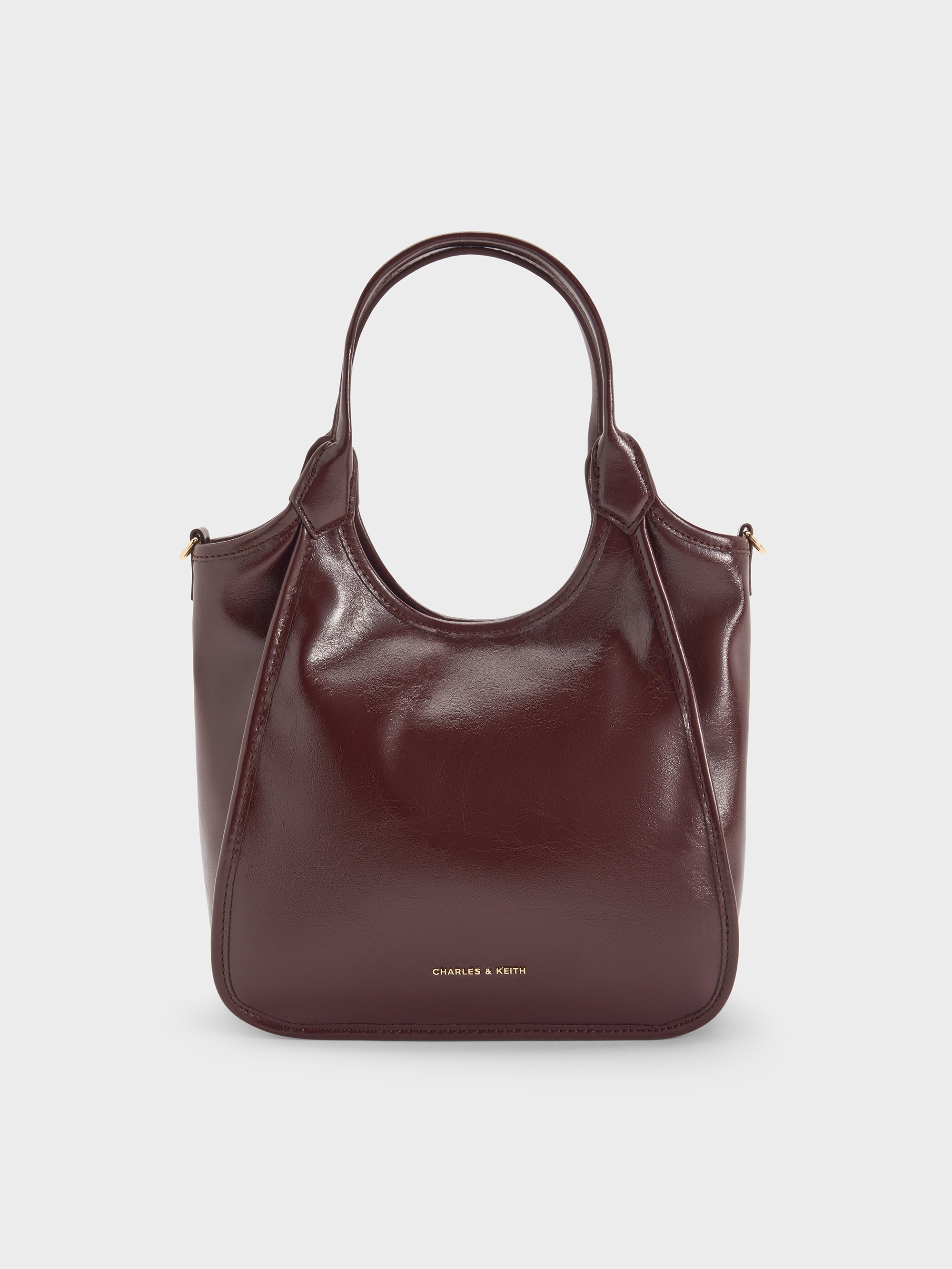 Wineberry Red Mini Sianna Crinkle-Effect Slouchy Tote Bag