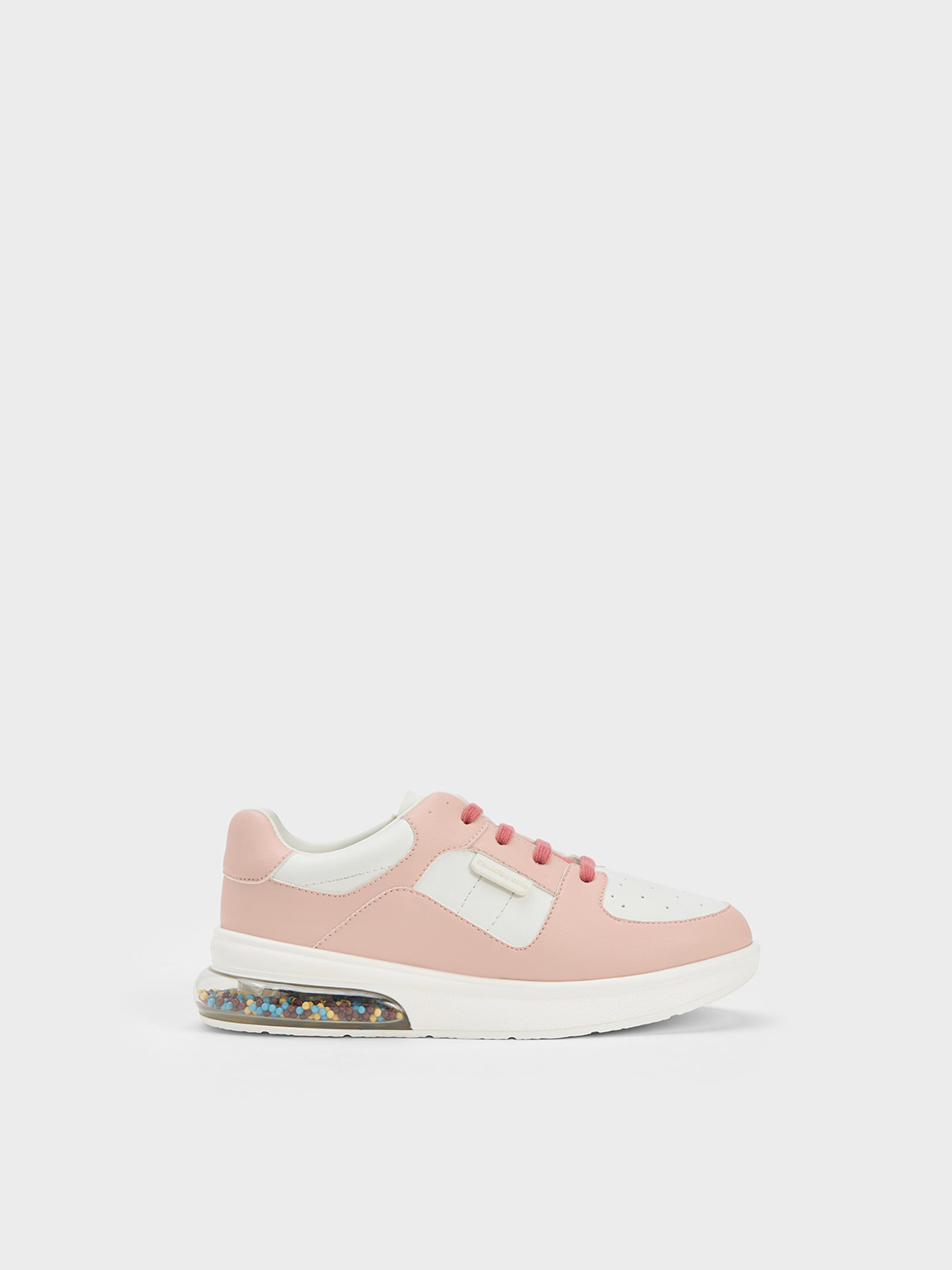 Charles & Keith Girls' Beaded Sole Lace-up Sneakers In Blush