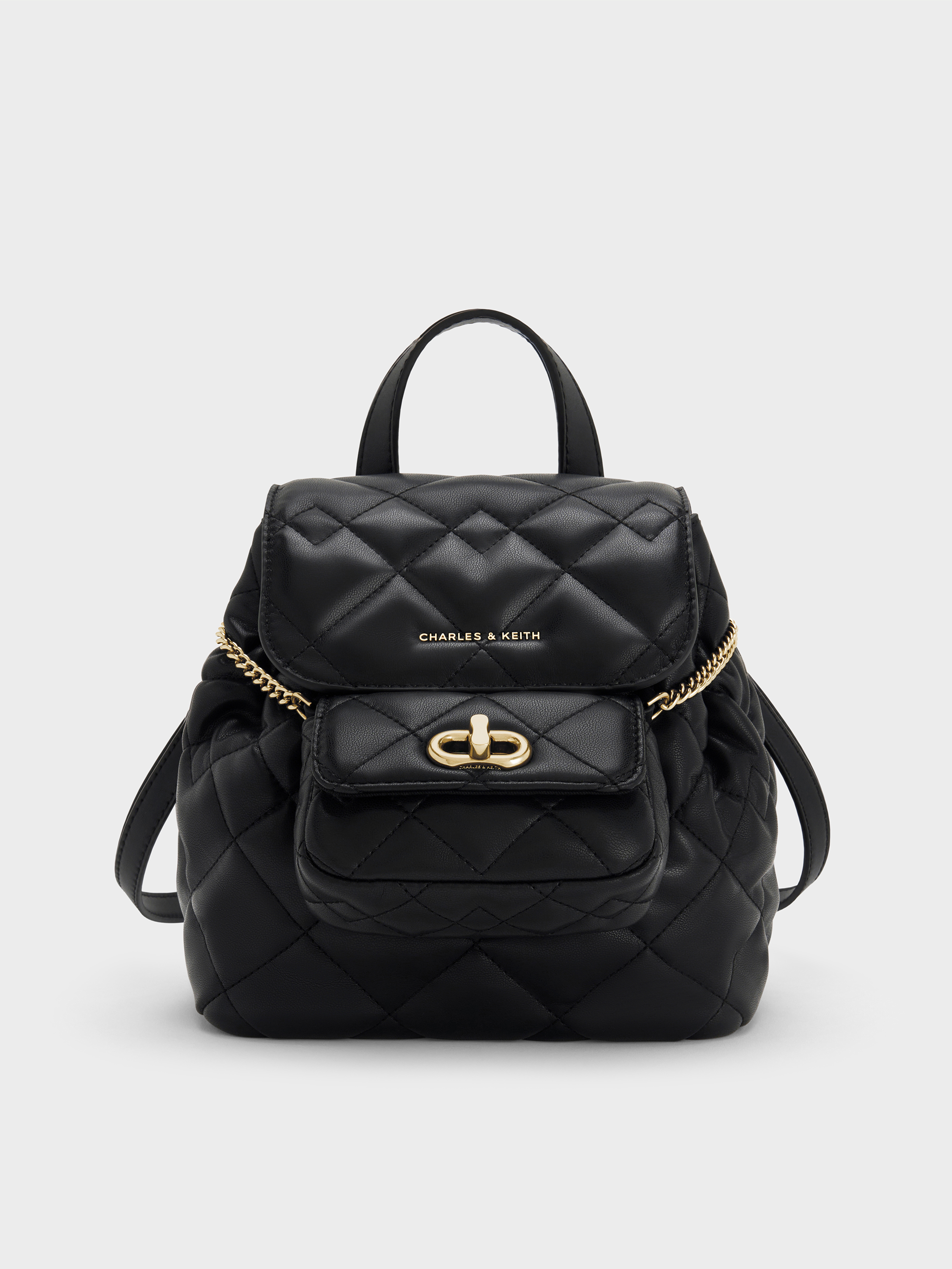 Charles & Keith - Aubrielle Quilted Backpack In Black