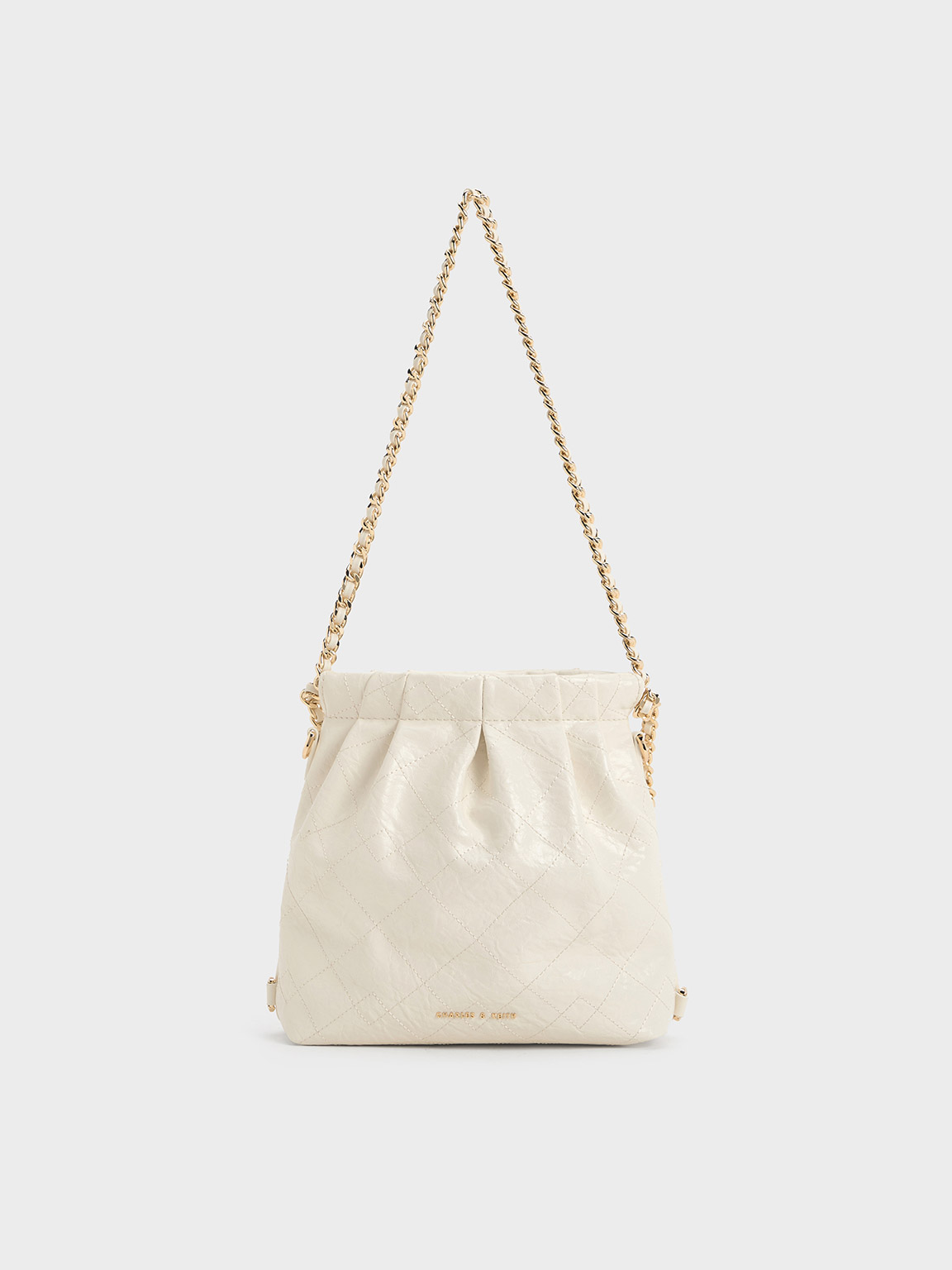 Charles & Keith Duo Chain-handle Two-way Backpack In Neutral