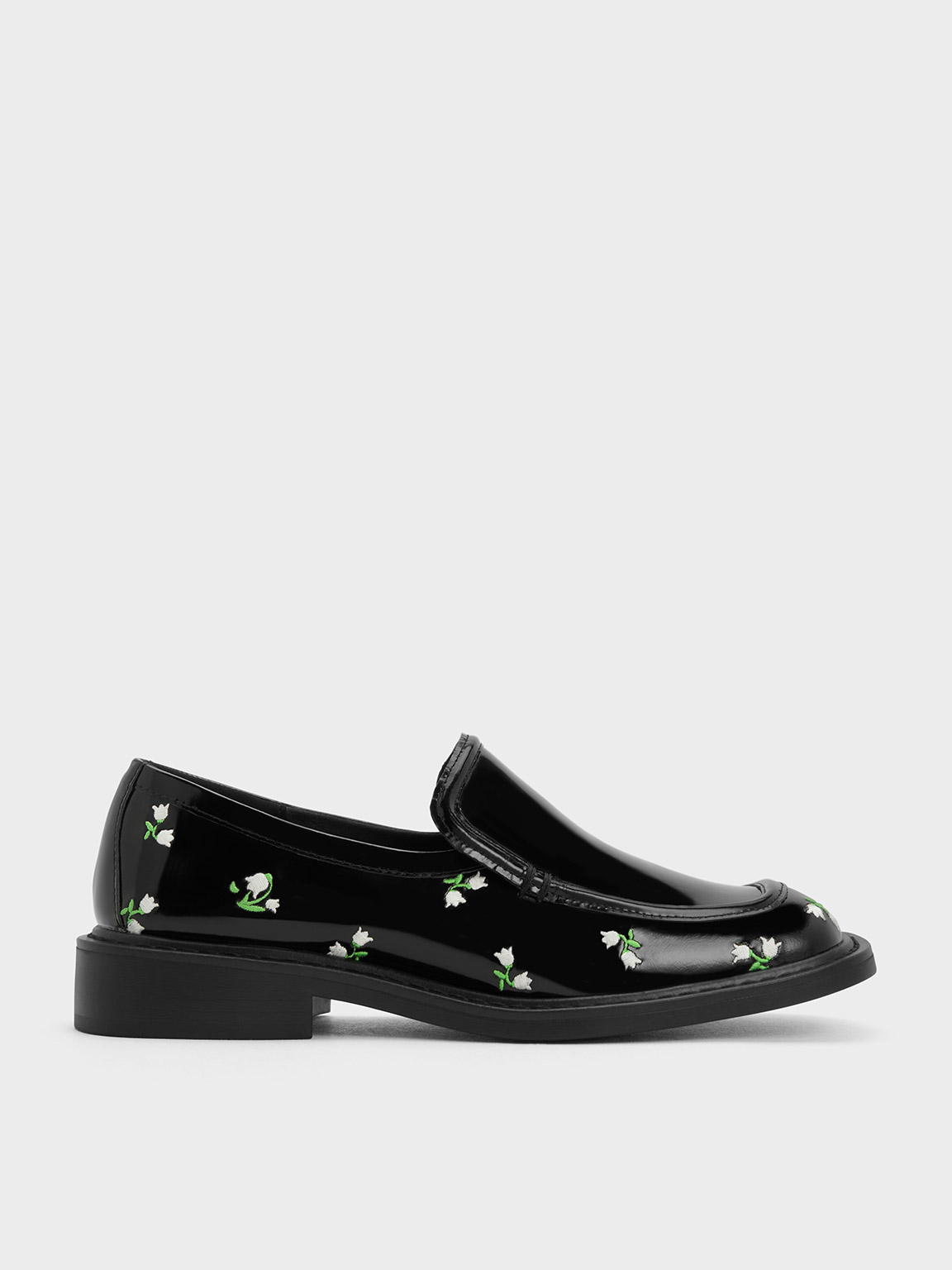 Charles & Keith Rosalie Floral Leather Loafers In Multi