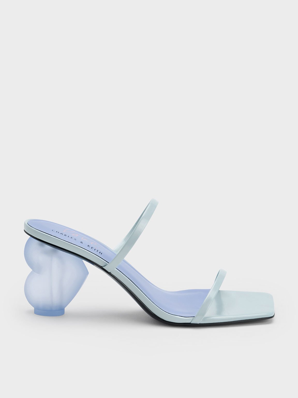Light Blue Heart Heel Strappy Sandals - CHARLES & KEITH US