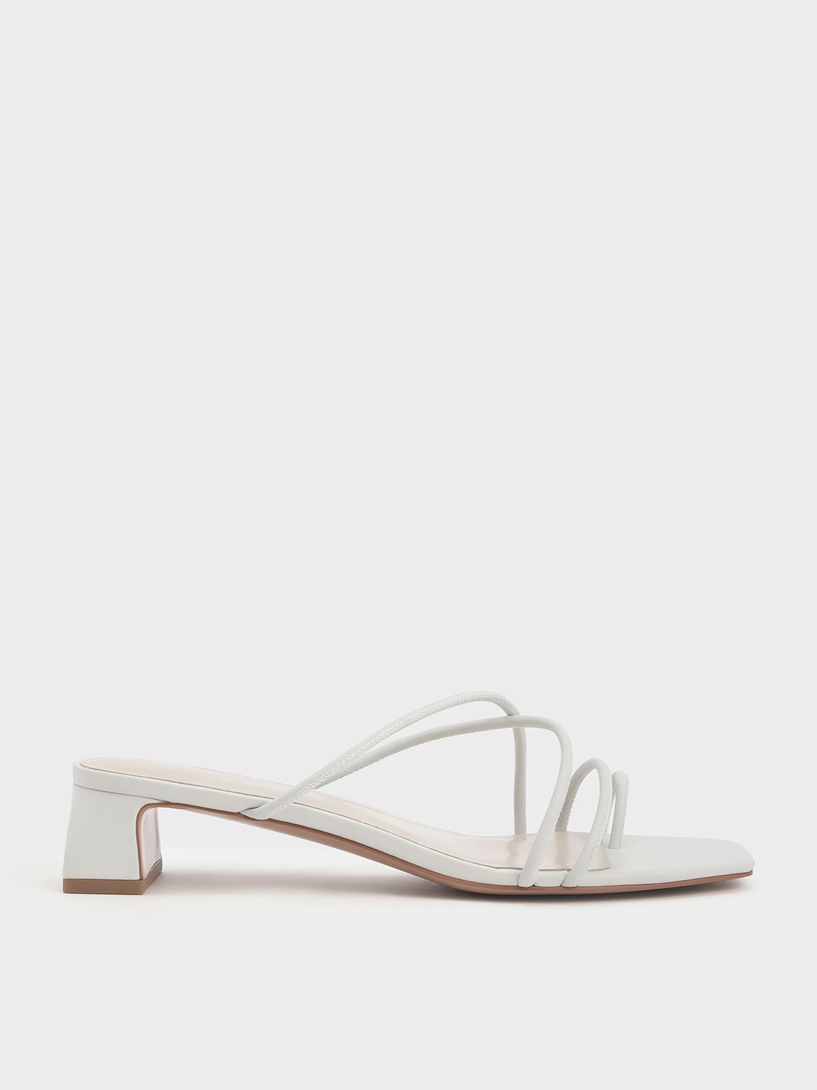 Charles & Keith Heart Heel Strappy Sandals in White